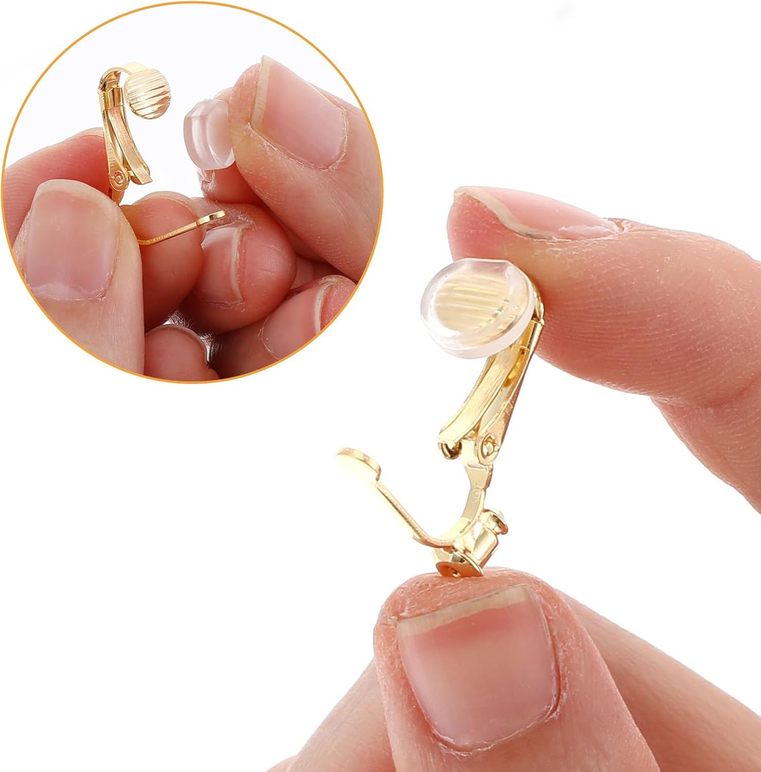 8Pcs Earring Converters Pierced to Clip on,Non-Pierced Earring Clips with 8 Silicone Pads,Convert Stud Earrings to Clip on for Non Pierced Ears (Silver, Gold)
