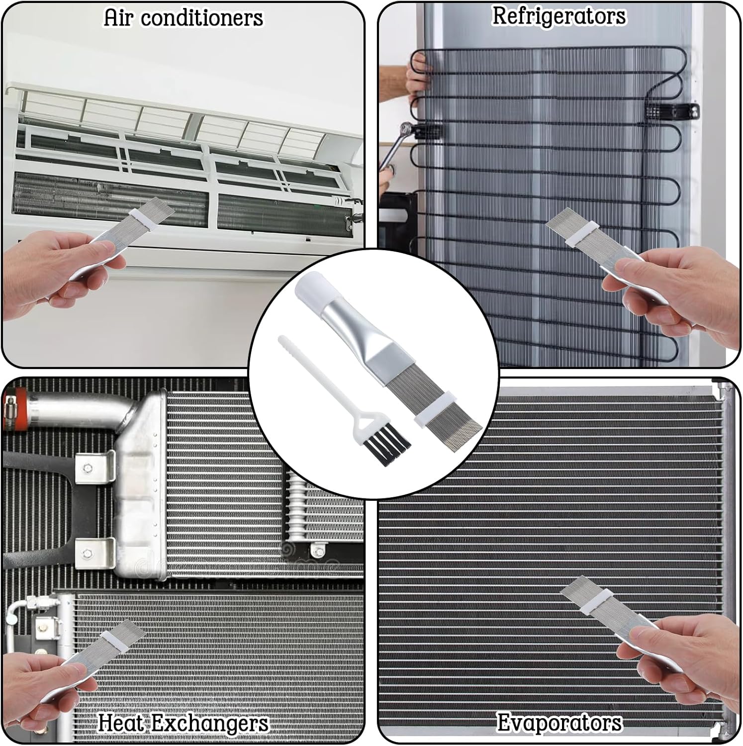 2Pcs Radiator Fin Comb,Coil Cleaning Brush Air Conditioner Fin Comb Kit for Combing Radiator Evaporator Condenser