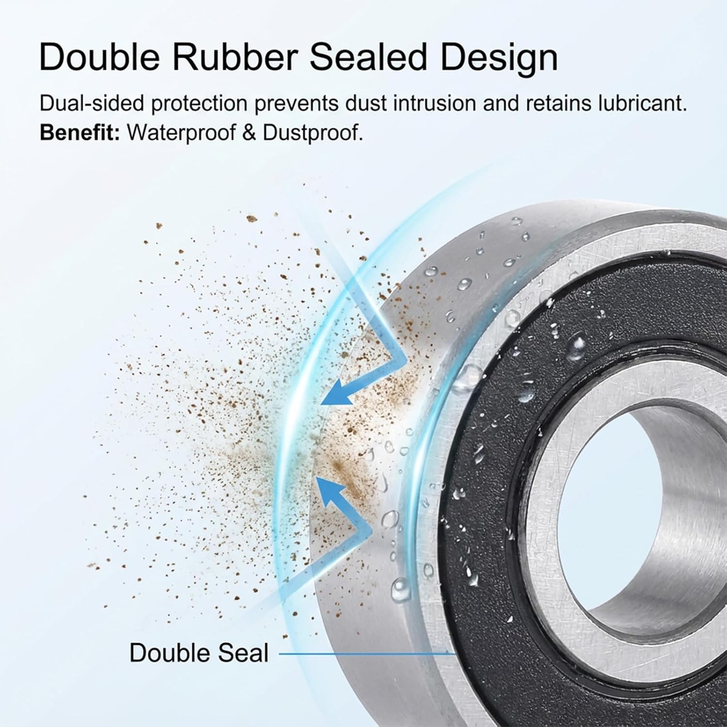 10 Pcs 608-RS Ball Bearing, Double Rubber Sealed Miniature Deep Groove Bearing Steel 608rs Bearings for Skateboards, Inline Skates, Scooters, Roller Blade Skates & Long Boards (8mm x 22mm x 7mm)