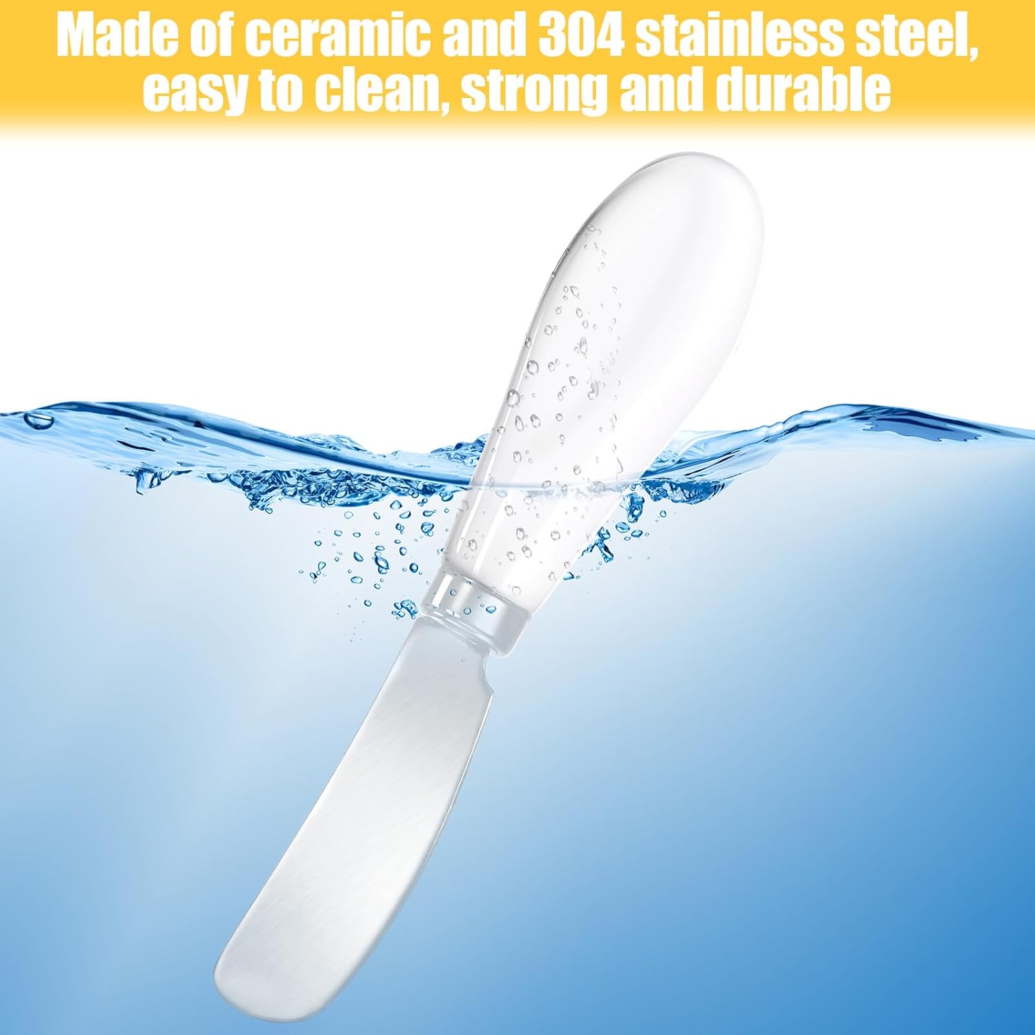 2 Pack Stainless Steel Butter Spreader Knife, Cheese Spreader Knives Porcelain Handle Butter Spreader Small Butter Knife Cheese Spreaders for Appetizers Dips Charcuterie Cheese Pastry Utensils Making