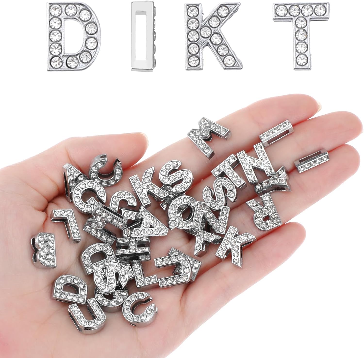 52Pcs A-Z Rhinestone Letter Charms for Bracelet,Alphabet Junk Case Charms for Jewelry Making Alphabet Beads DIY Bracelet Charm Supplies