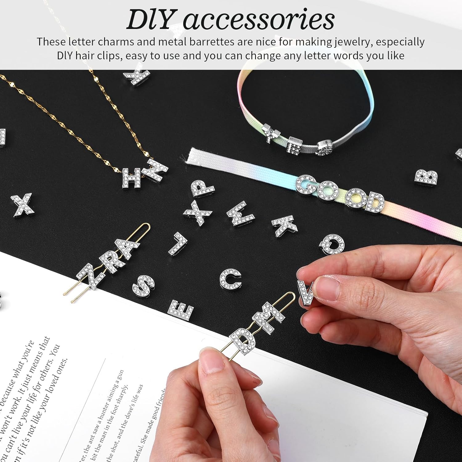 52Pcs A-Z Rhinestone Letter Charms for Bracelet,Alphabet Junk Case Charms for Jewelry Making Alphabet Beads DIY Bracelet Charm Supplies