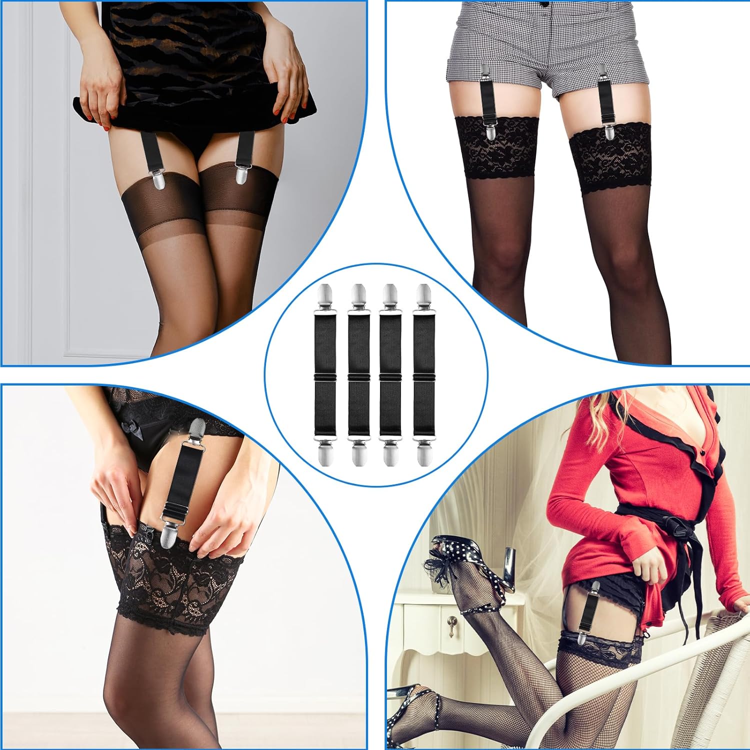 Vin Beauty 4 Pcs Adjustable Elastic Boot Straps Pant Leg Straps Elastic Adjustable Cowboy Boot Strap Clamp for Pants for Women and Men Riding Motorcycle Mitten Pants