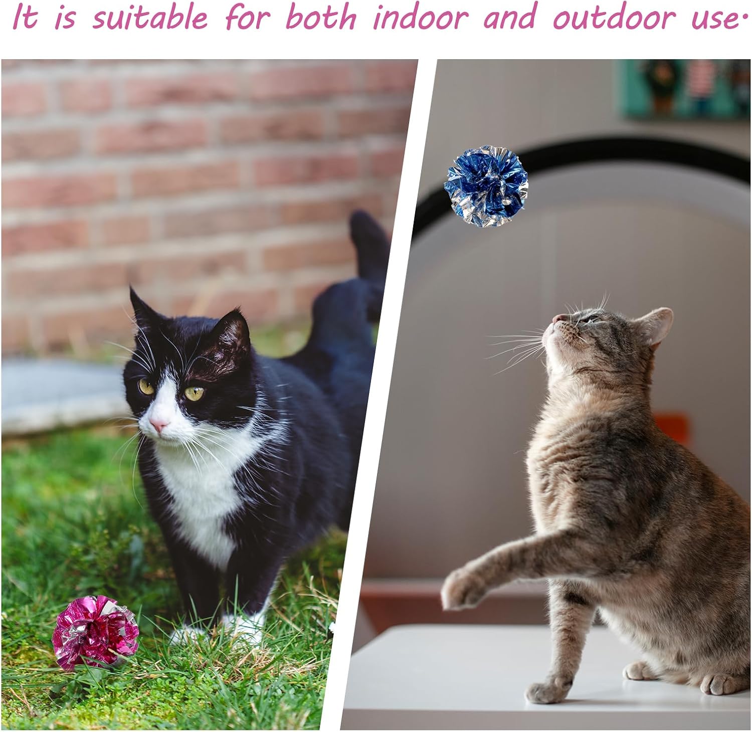 Vin Beauty 30 Pcs Cat Crinkle Balls Toy 2.36 Inch Interactive Crinkle Balls for Cats, Colorful Chew and Chase Training Activity Cat Toys for Indoor Kittens to Keep Fit Active