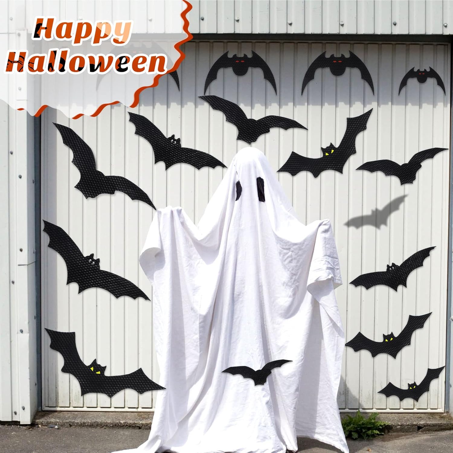 Landhoow 32 Pcs Halloween Garage Door Decorations Large Magnets Bats Sticker Waterproof Bats Removable Halloween Magnets for Indoor Outdoor Garage Door Car Refrigerator