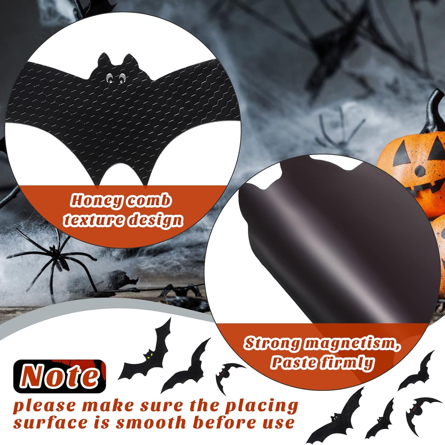 Landhoow 32 Pcs Halloween Garage Door Decorations Large Magnets Bats Sticker Waterproof Bats Removable Halloween Magnets for Indoor Outdoor Garage Door Car Refrigerator