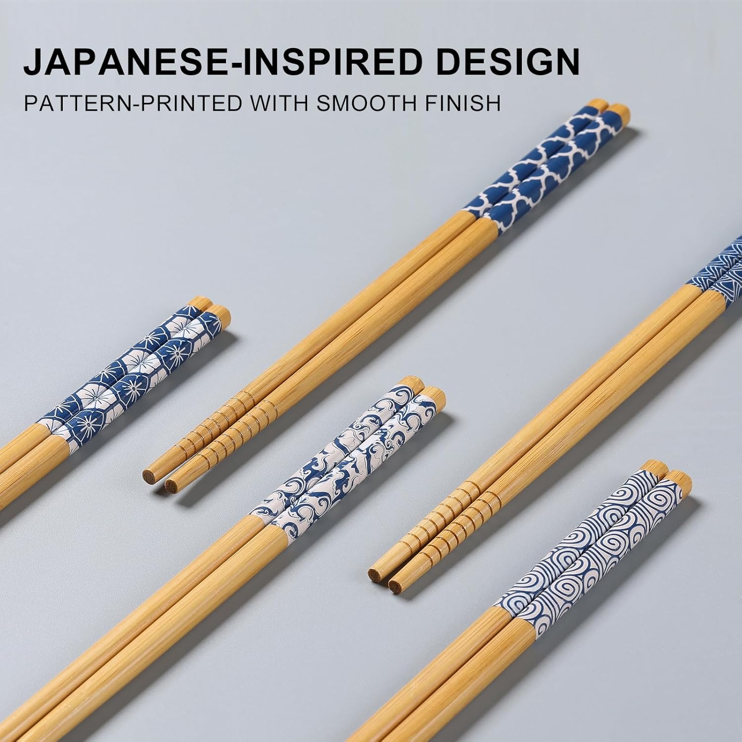 10 Pairs Reusable Bamboo Chopsticks, Japanese Style Natural Bamboo Wooden Chopstick Classic Style Chop Stick 8.8 Inch