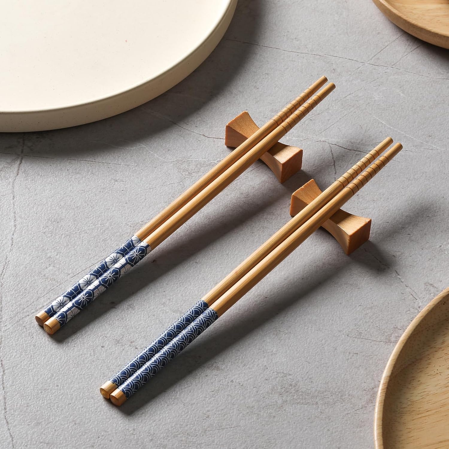 10 Pairs Reusable Bamboo Chopsticks, Japanese Style Natural Bamboo Wooden Chopstick Classic Style Chop Stick 8.8 Inch