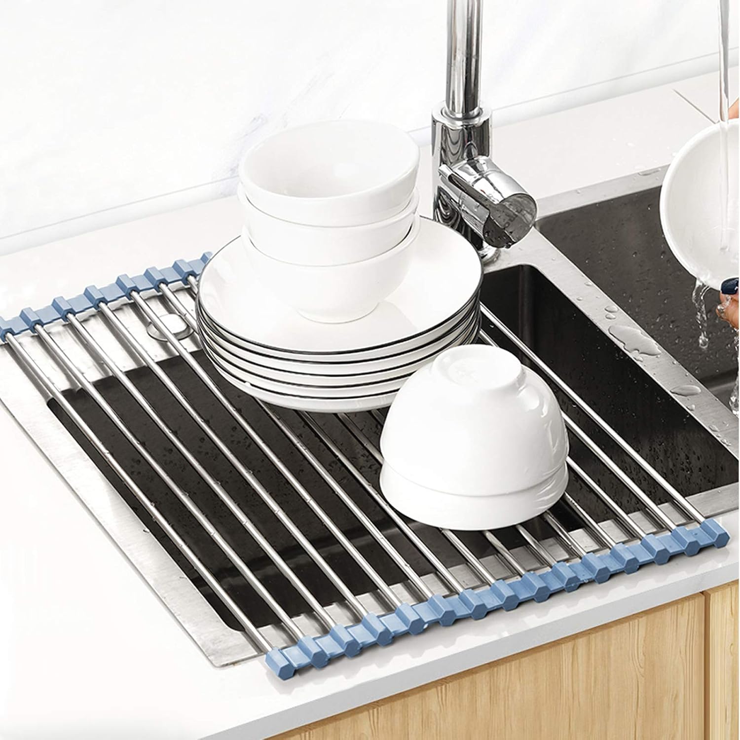 Over The Sink Dish Drying Rack, Roll Up Dish Drying Rack + Garden Shovel Trowel Garden Tool with Measurement Mark