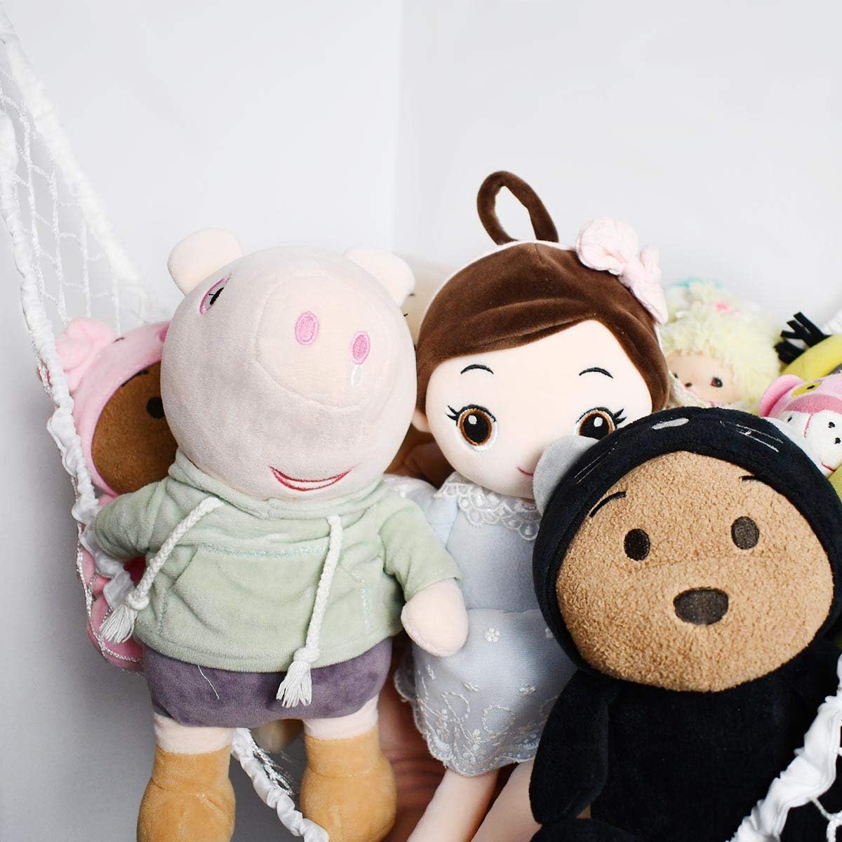 Hammock Mesh Toy Net Stuffed Animal Toys for Kids Jumbo Large Storage Pet Corner Animals Wall Hanging Organizer Christmas Gift (White)