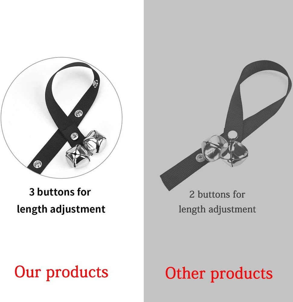 Upgraded Puppy Bells Dog Doorbells for Door Knob/Potty Training/Go Outside-Dog Puppies Dogs Doggy Doggie Pooch Pet Cat Lovers-Premium Quality-3 Snaps Length Adjustment Black; 1 Pack