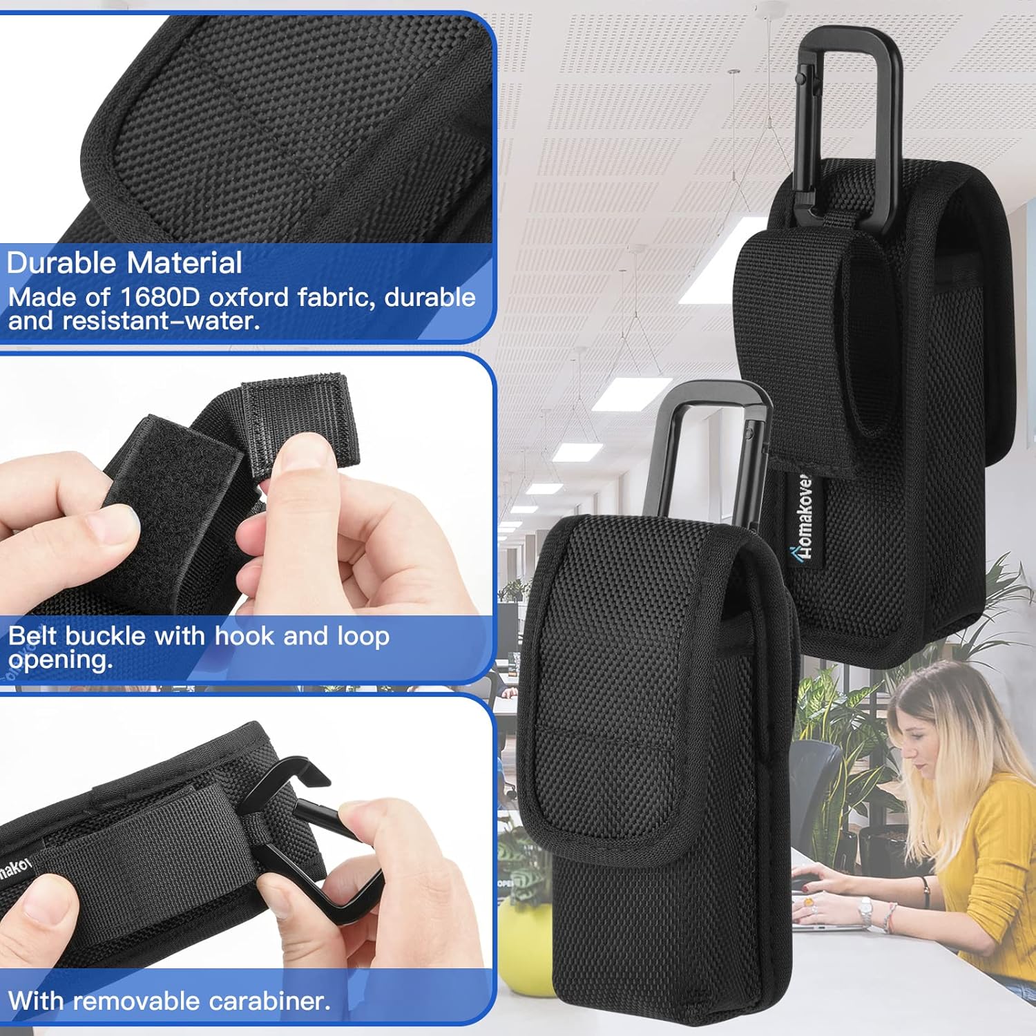 1680D Carrying Case for Digital Voice Recorders, Hard Bag with Carabiner for EVISTR 16GB, Sony ICD-UX570, PX370/470/560 Digital Voice Recorder, USB, MP3