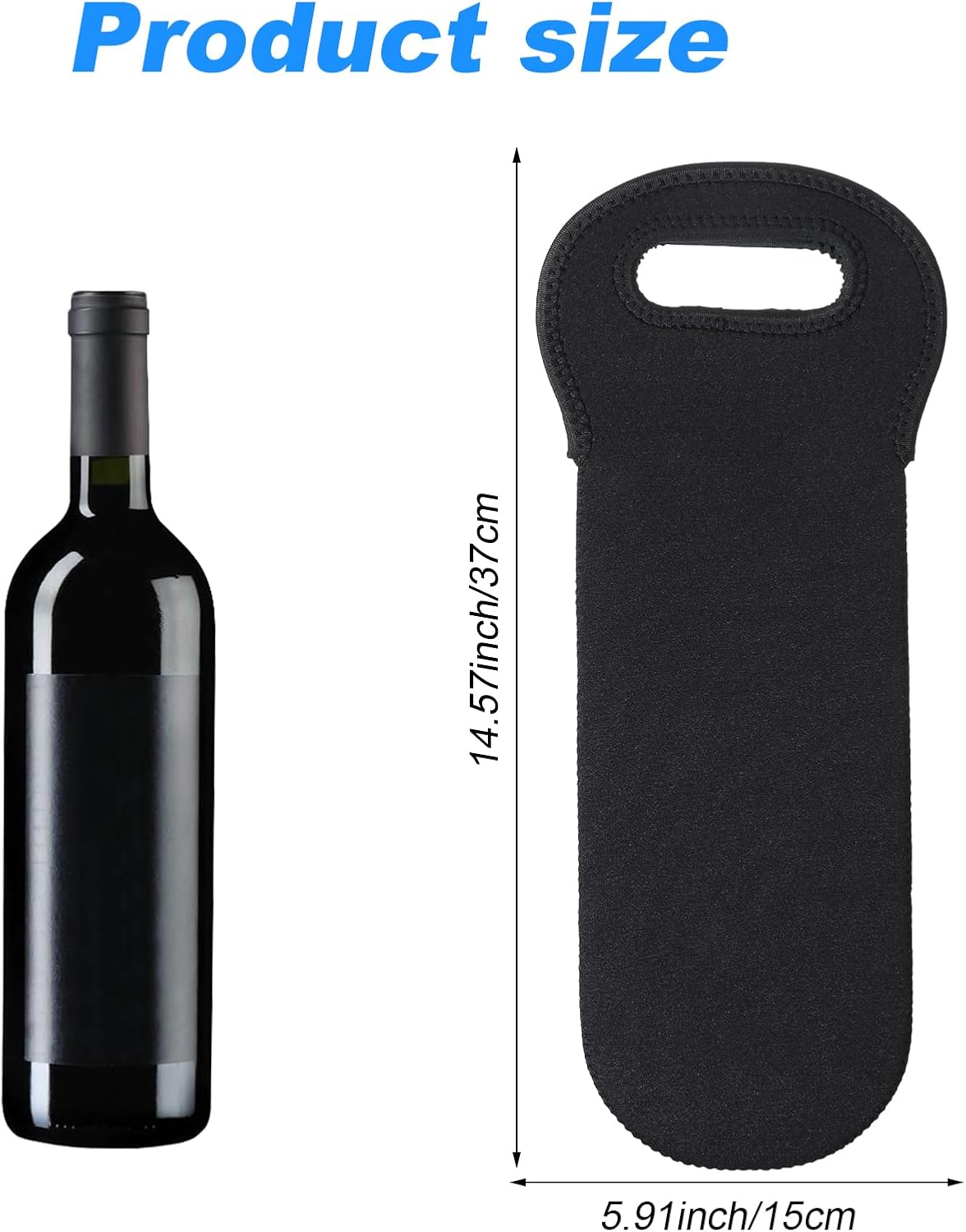 Wine Tote Carrier Bag, Insulated Wine Cooler Bag for Wines Beer Champagne Drinks Bottles, Portable Neoprene Material Wines bottle Tote Holders for Restaurant Travel Picnic Party (Blue, 37 × 15 cm)