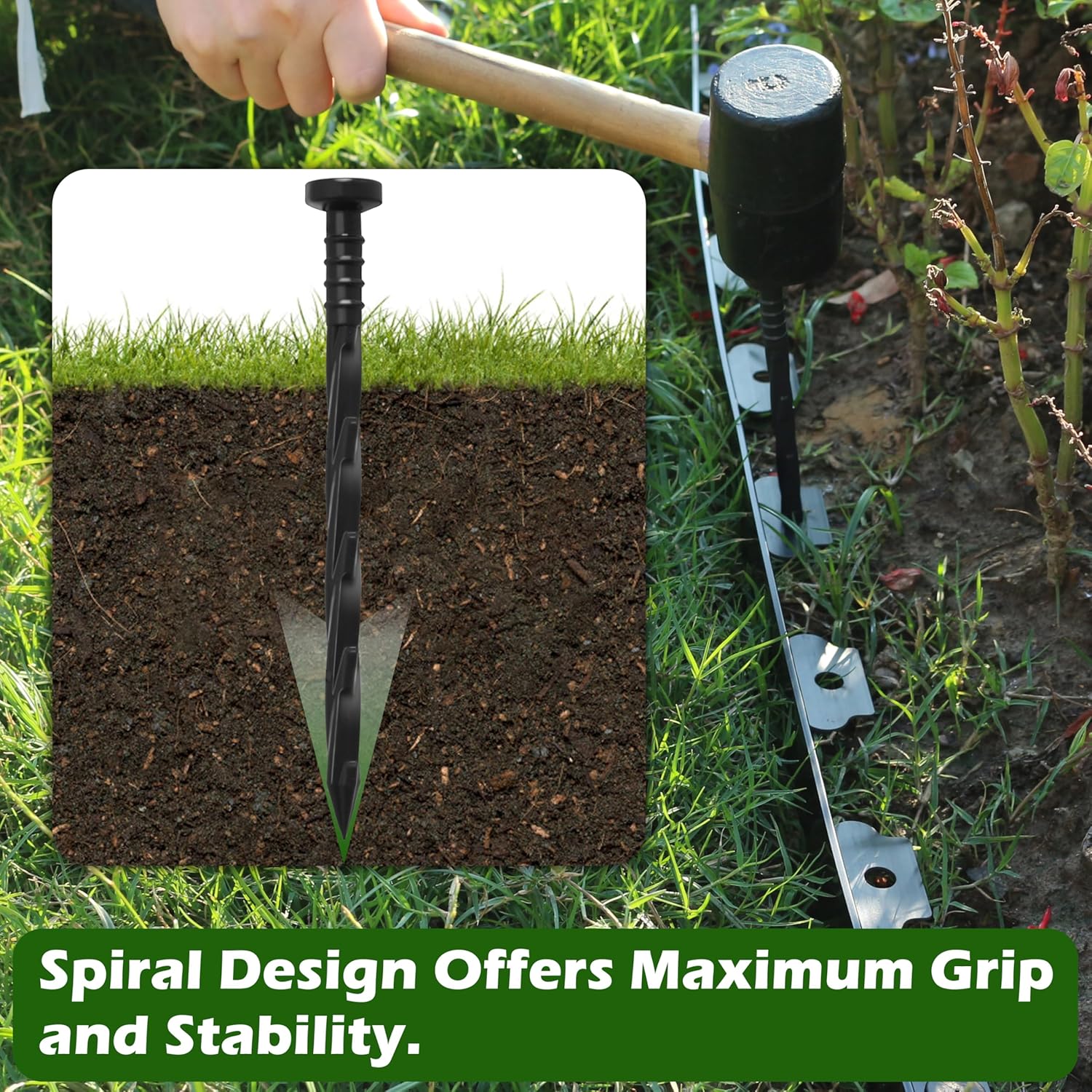 30 pcs Landscape Edging Anchoring Spikes, 6 inches Yard Lawn Paver Edging Stakes for Weed Barrier, Garden Fence, Artificial Turf