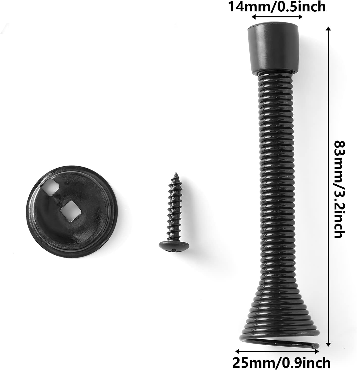 Spring Door Stopper, 5 Pcs Wall Mounted Spring Doorstop, Spring Door Stop for Walls, Black