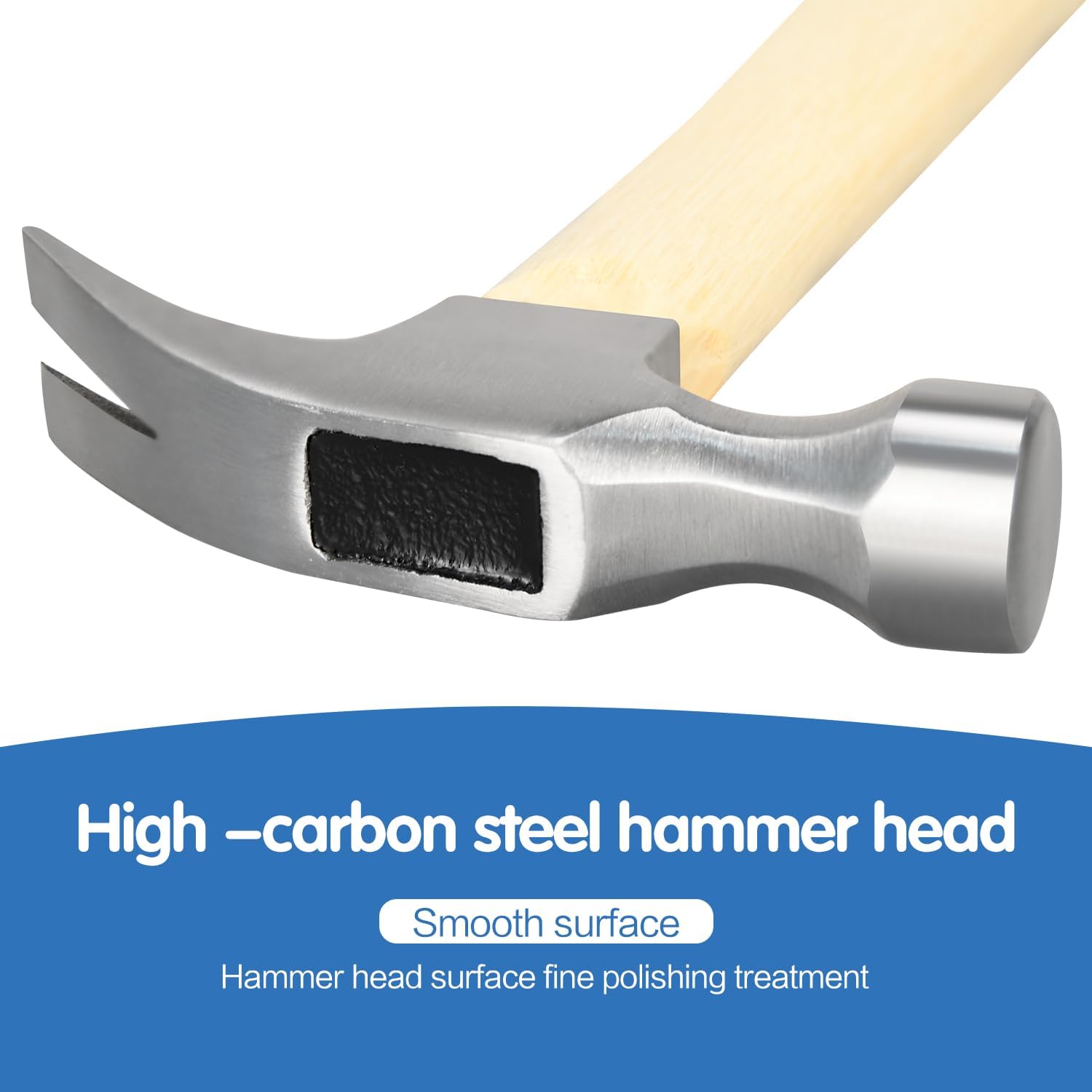 16oz Claw Hammer, General Purpose Claw Hammer with Wooden Handle & Forged Steel Head