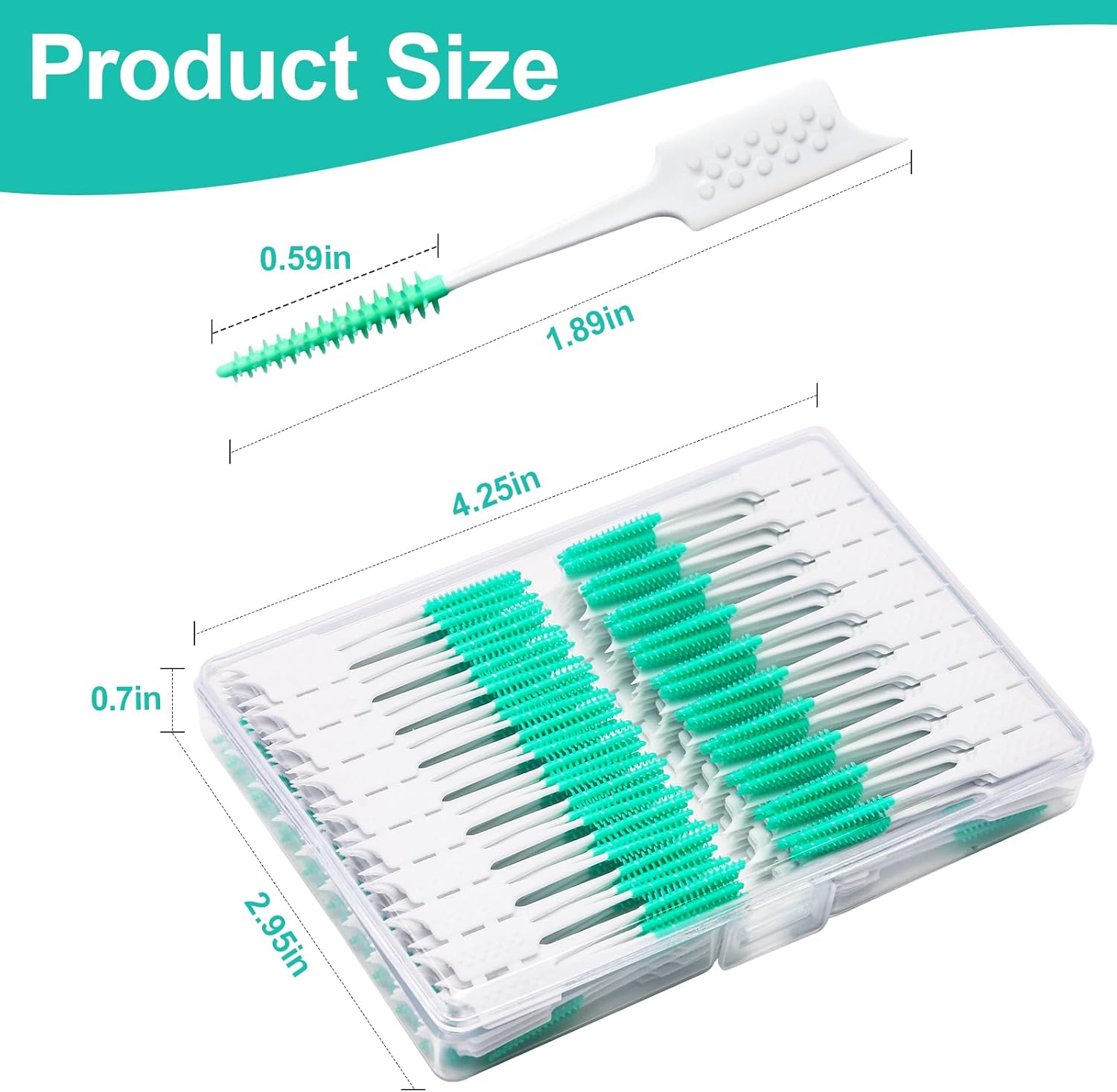 300 Pieces Interdental Brushes,Braces Brush with Silicone Head,Dental Tooth Flossing Toothpick Cleaners Tooth Tool, Green