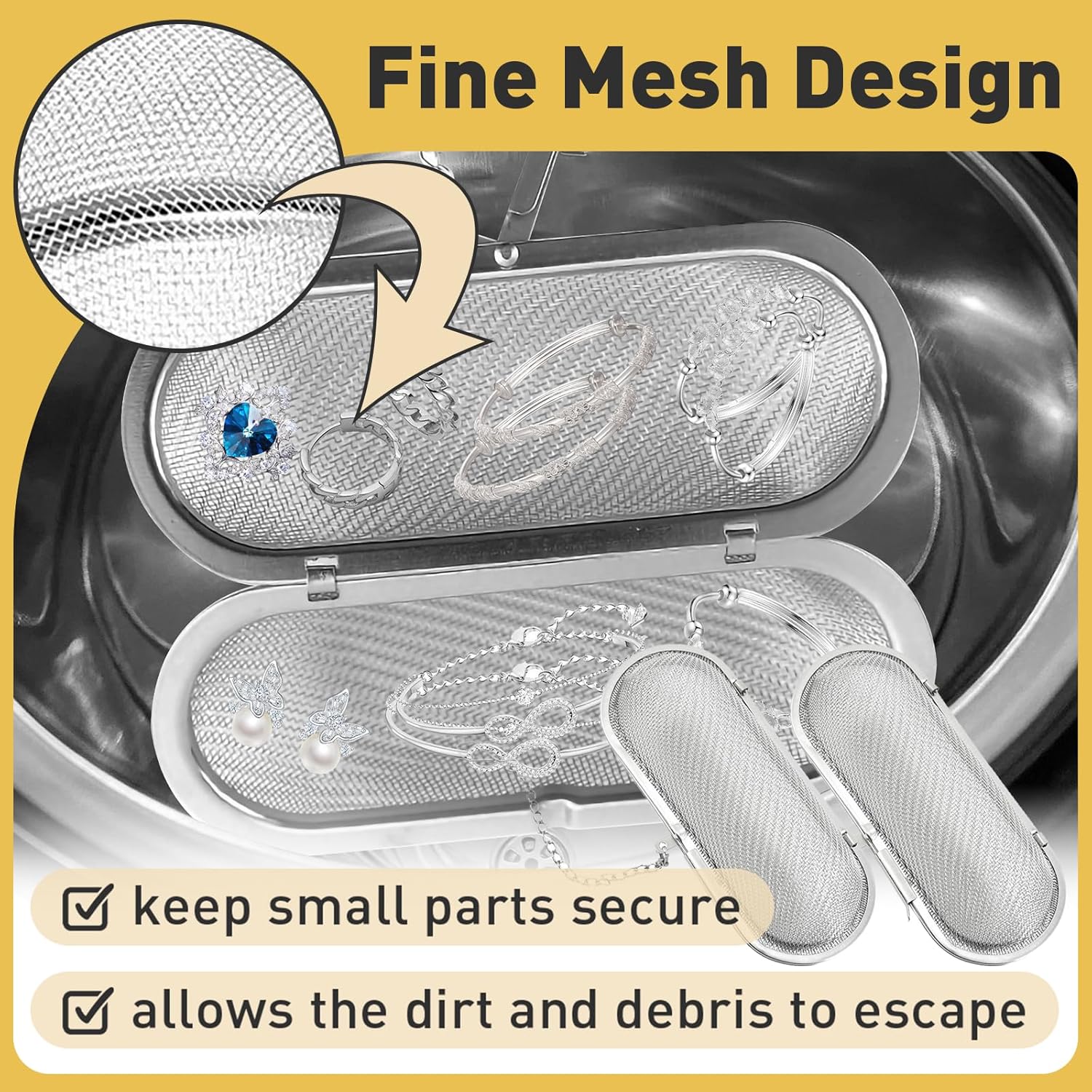 Ultrasonic Cleaner Basket, Stainless Steel Basket for Ultrasonic Jewelry Cleaner, Jewelry Steam Cleaner Basket Small Parts Washing Basket for Jewelry, Watch Parts