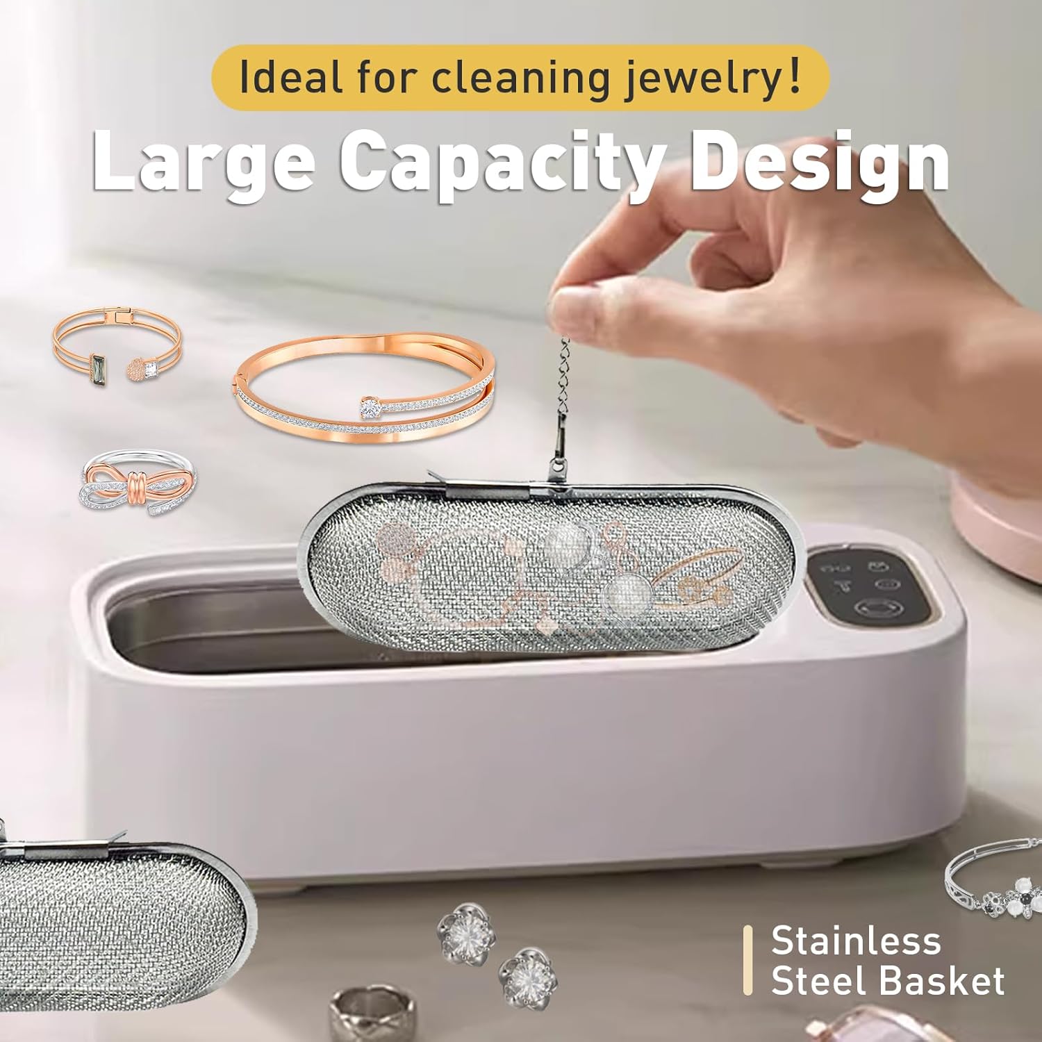 Ultrasonic Cleaner Basket, Stainless Steel Basket for Ultrasonic Jewelry Cleaner, Jewelry Steam Cleaner Basket Small Parts Washing Basket for Jewelry, Watch Parts