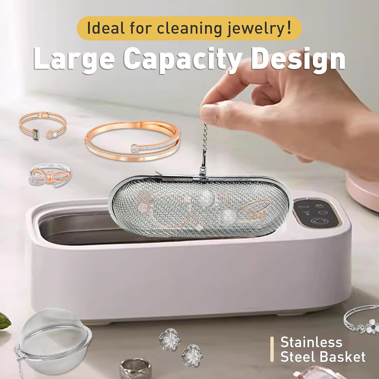 Ultrasonic Cleaner Basket, Stainless Steel Basket for Ultrasonic Jewelry Cleaner, Jewelry Steam Cleaner Basket Small Parts Washing Basket for Jewelry, Watch Parts