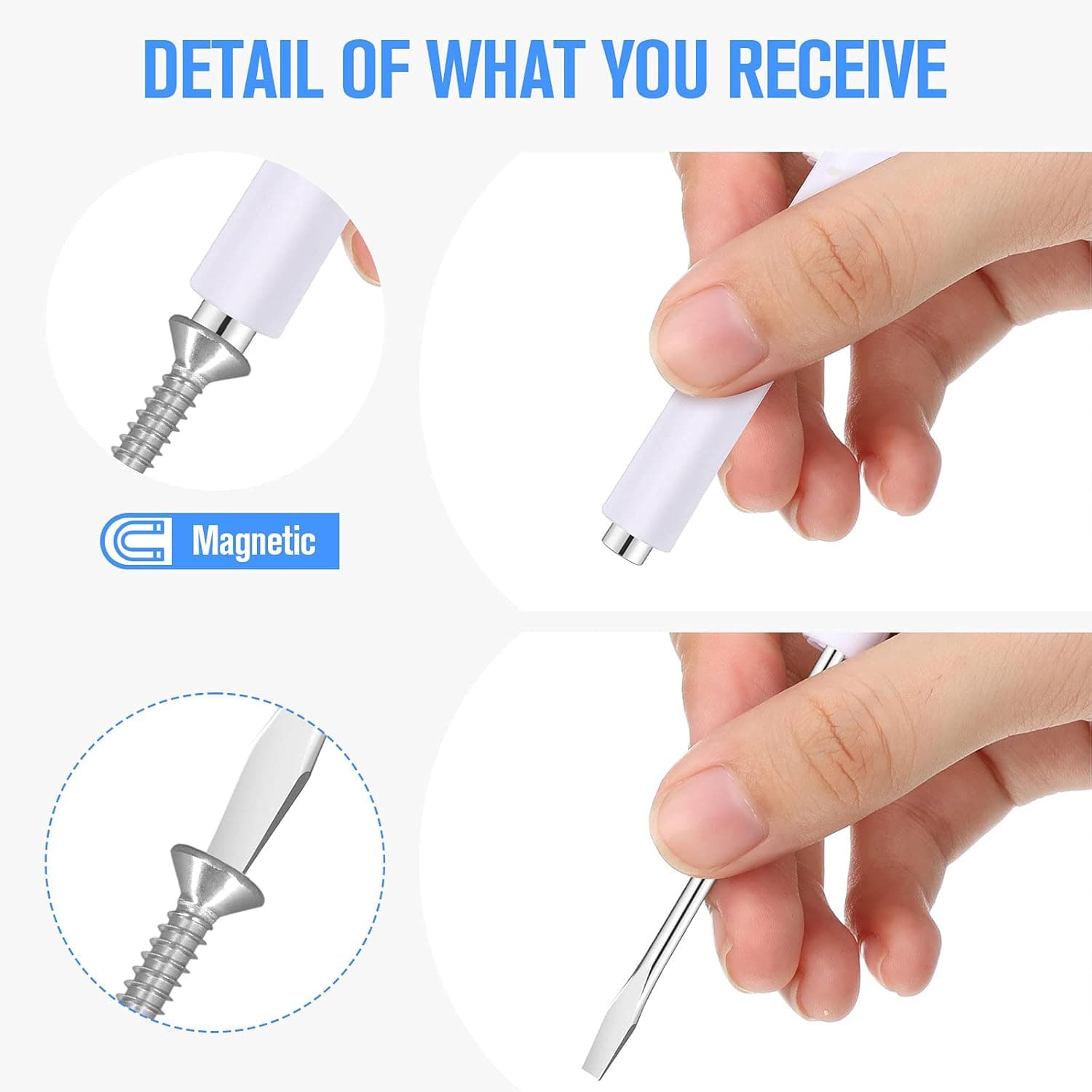 10 Pieces Pocket Screwdriver Mini Tops and Pocket Clips Magnetic Slotted Small Screw Driver with a Single Blade Head for Mechanical, Electrician(White)
