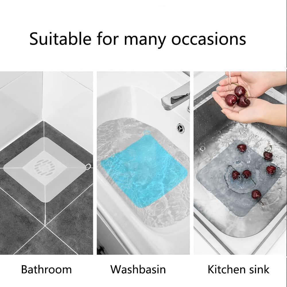 Silicone Tub Stopper Floor Drain Cover, 2 Pieces Sewer Anti-Odor Mat Deodorizing Drain Plugs for Kitchen, Bathroom and Laundry(5x5 inch)