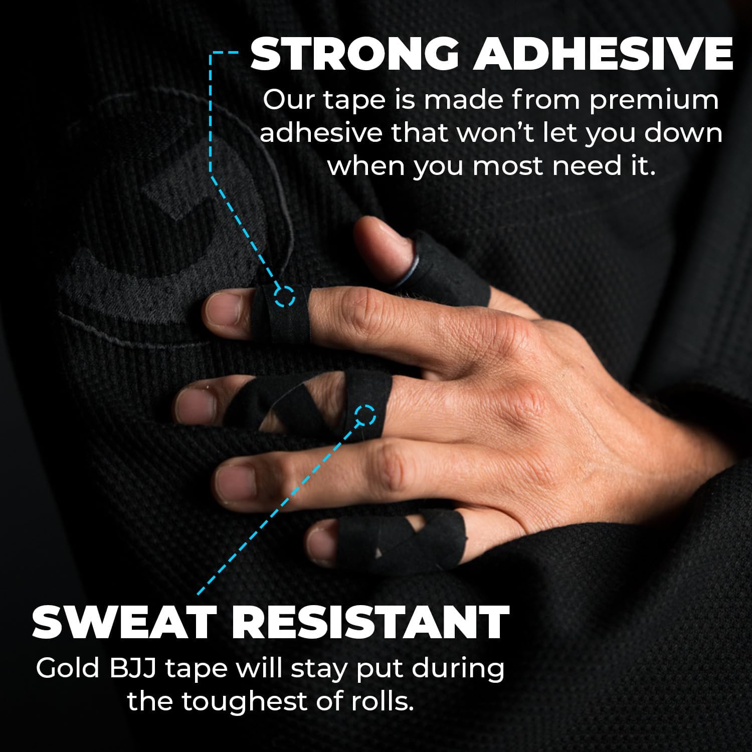 Jiu Jitsu Tape - Strong Athletic Finger Tape, 1/2" x 30' - Protect Fingers and Toes in MMA, Judo, Wrestling, Martial Arts, Rock Climbing