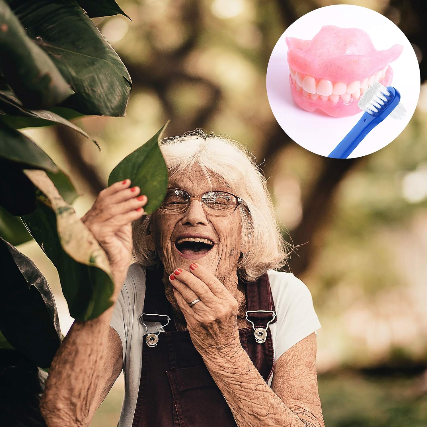 6 Pack Denture Cleaning Brush Dual Head Portable Denture Toothbrush Hard Double Sided Multi-Layered Bristles False Teeth Toothbrush for Care Clean Clear Brace Mouth Guard(Blue White,Flat)
