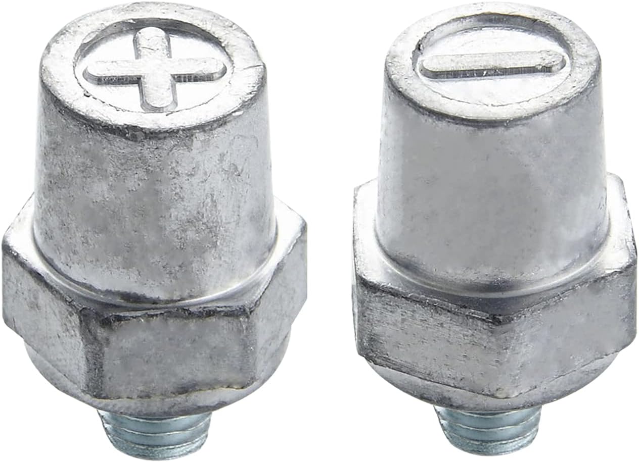 3/8"-16 Thread Male Lead Side Post Battery Terminal Charging Posts, Standard Side Post 3/8" Battery Post Adapter (+/-) Compatible with GM Post, Pack of 2