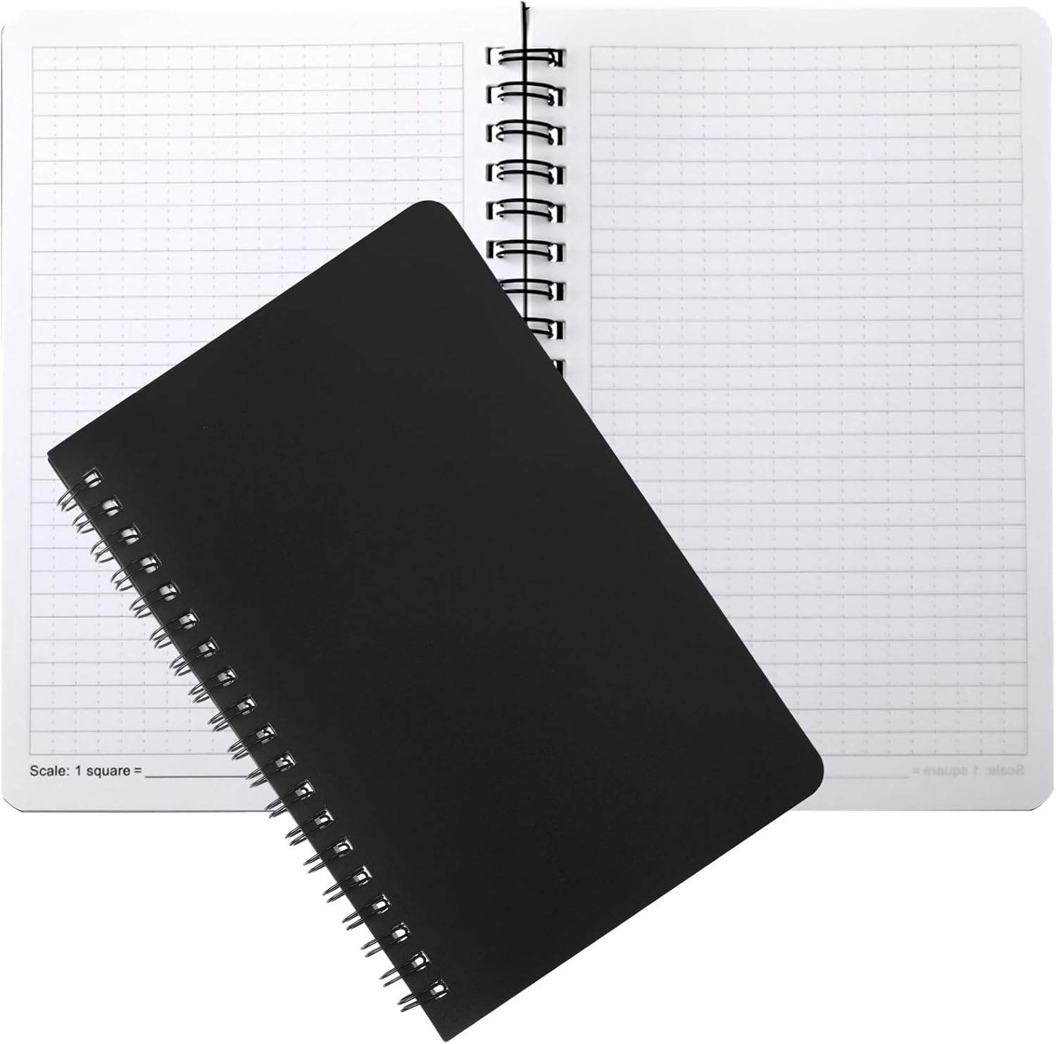 2 Pcs Stone Paper Waterproof Spiral Notebook Journals Notepad Grid Notebooks 5 x 7 Inch Graph Paper Spiral Notepads Waterproof Sheet Journals 64 Pages for Aesthetic School (Black)