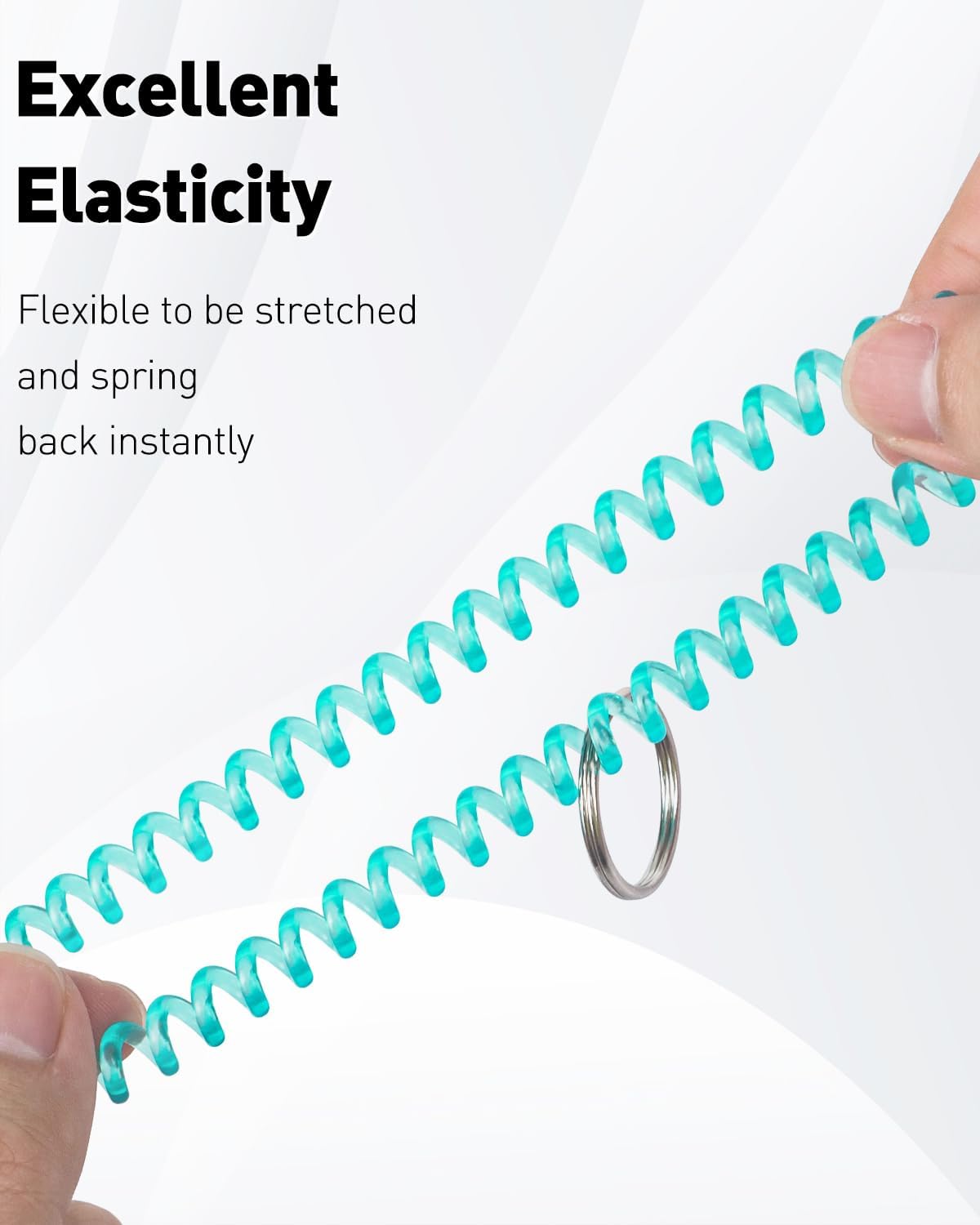 10 Color Wristlet Keychain Flexible Plastic Spring Spiral Coil Key Holder with Key Ring Chain