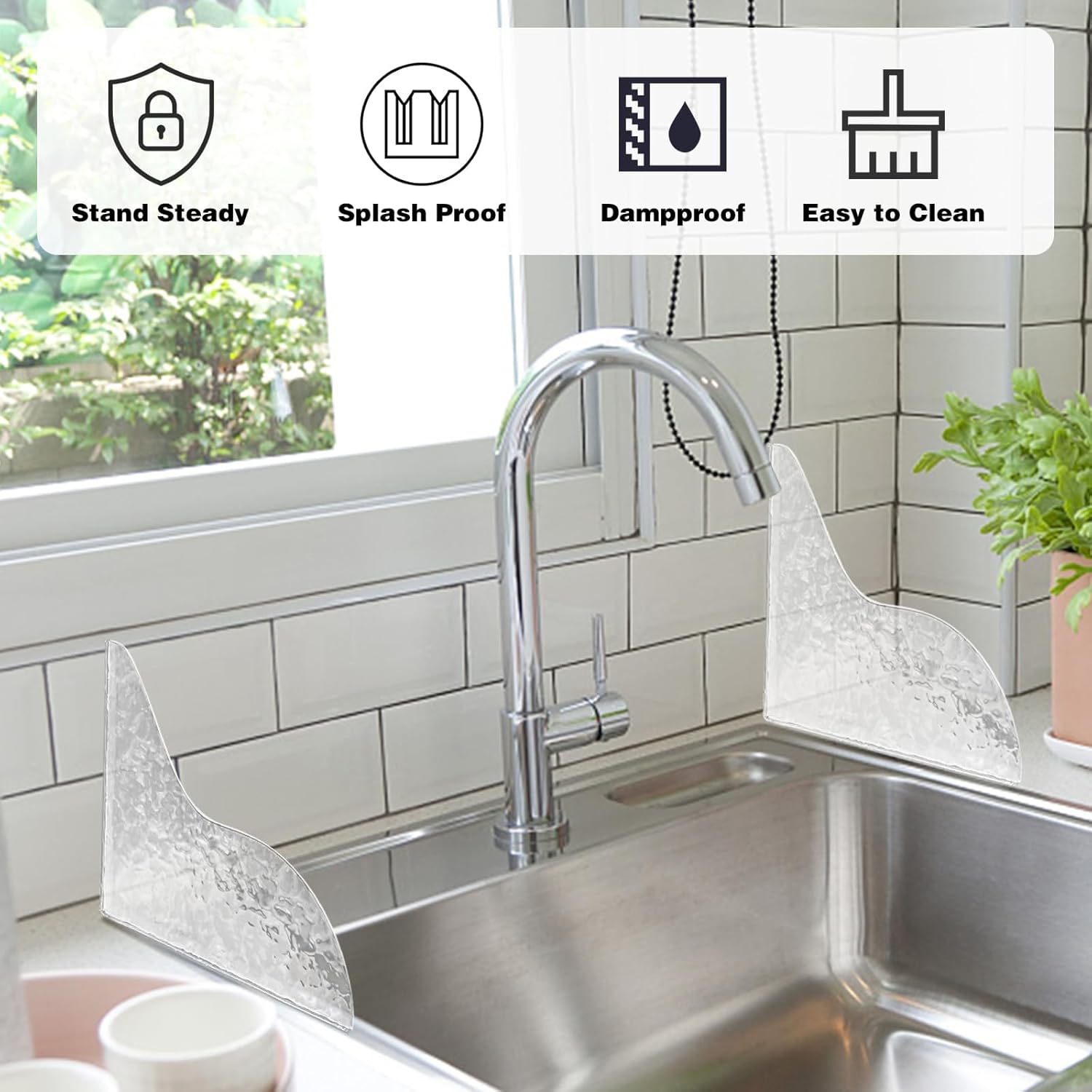2Pcs Shower Splash Guard, Self- Adhesive Shower Water Splash Guard Drip Blocker, Clear Bathtub Water Splash Guard for Tub, Acrylic Shower Curtain Bathtub Corner Splash Guard for Bathtub