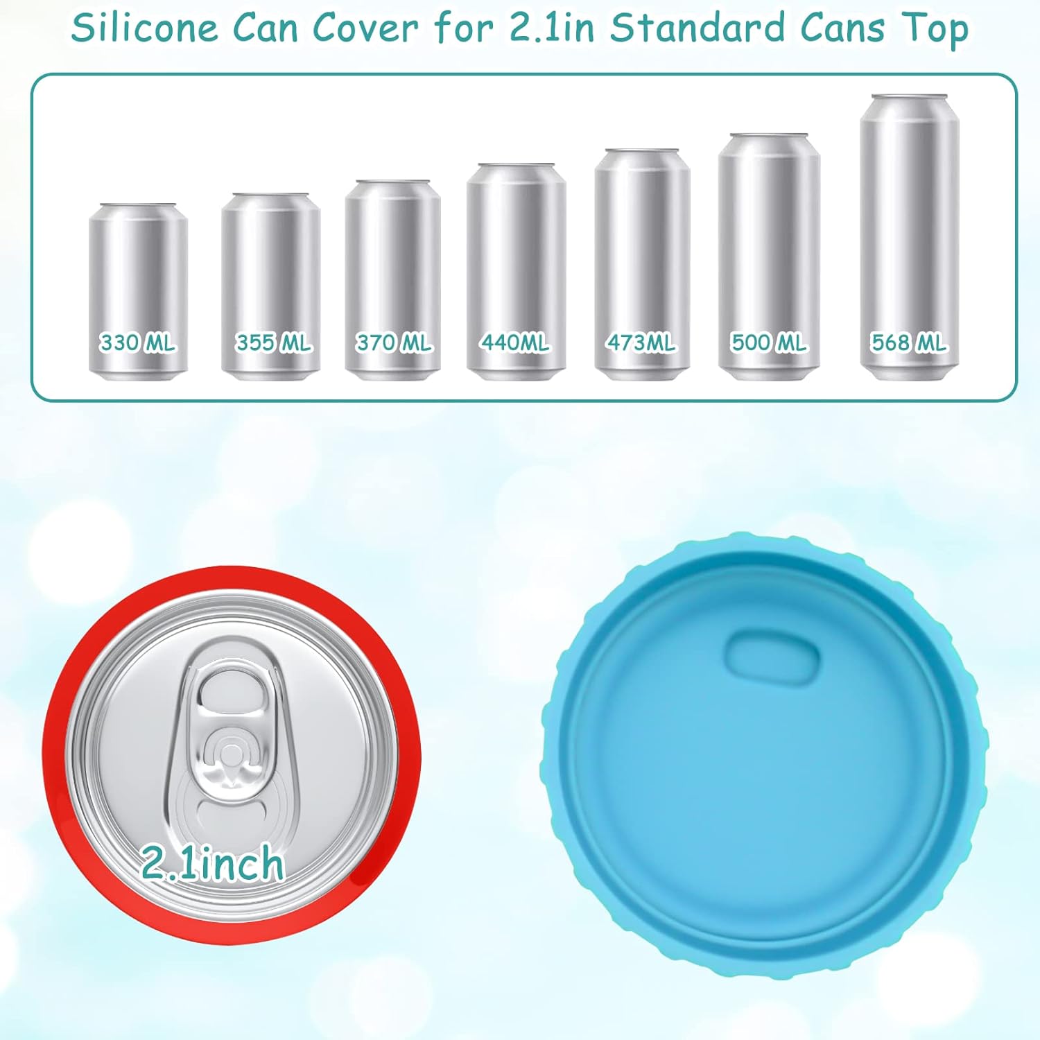 6Pcs Soda Can Cover Lids, Silicone Can Lid Can Protector, Reusable Can Toppers Can Top for Soda Coke Pop Beer Energy Drink Juice Beverage, Soda Can Lids for 2.1In Standard Cans Top (Assorted Colors)