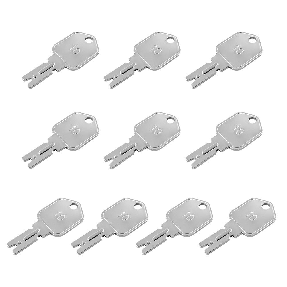 Ignition Keys, 10 Pack 166 Forklift Key Hyster Heavy Equipment Keys for Clark Yale Hyster Komatsu Crown