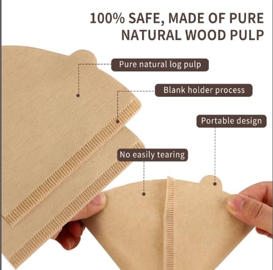 Coffee Filters, 300 Count Size 02 Pour Over Coffee Filter, 1-4 Cups Disposable Cone Paper Coffee Filters 2， Compatible with Conical Shaped Dripper and Drip Coffee Maker (Natural)