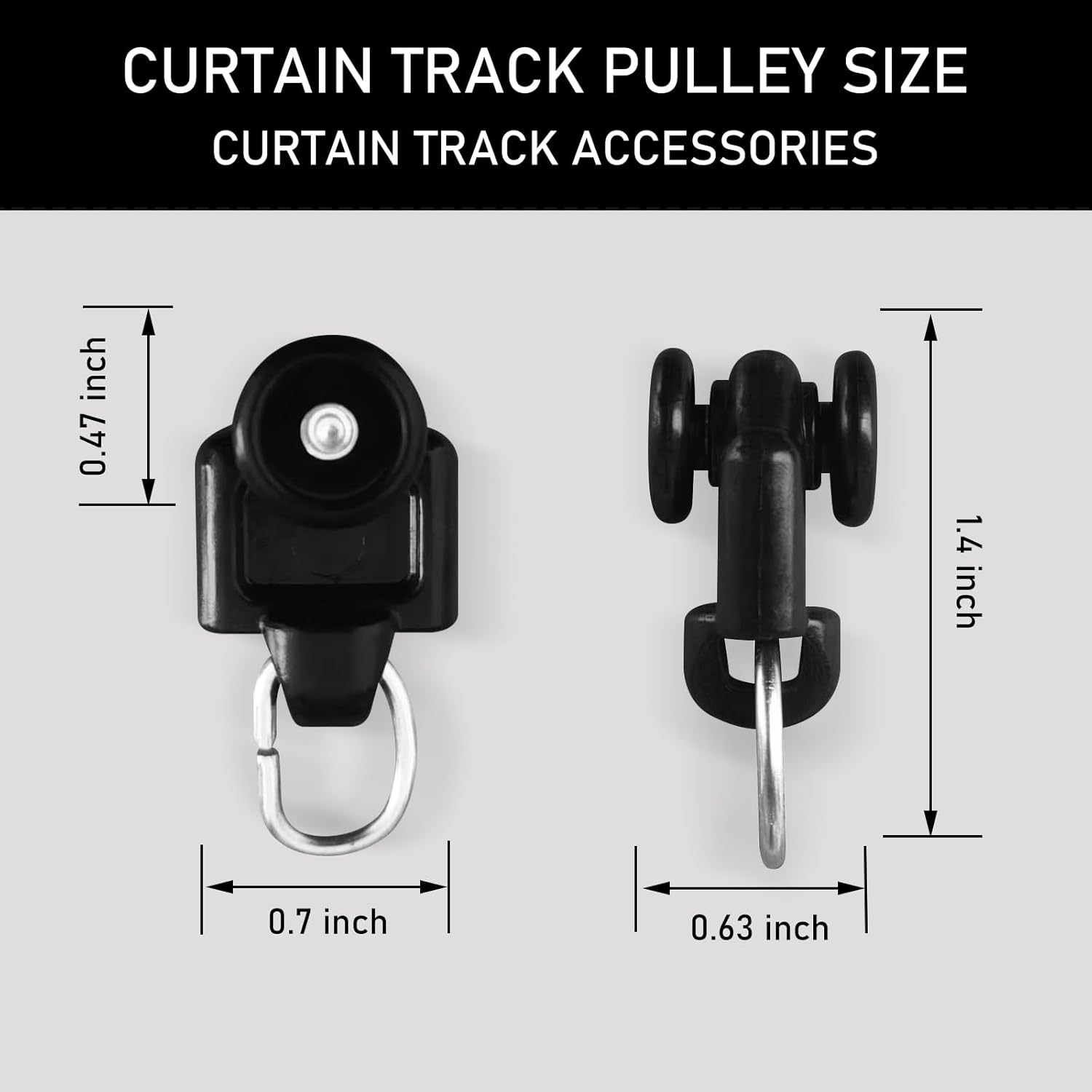 Curtain Tracks Ceiling Wall Mounted Heavy-Duty Curtains Rails Room Divider Curtain Track for Living Room Bedroom Room Shower Divider Special Pulley Black 20PCS