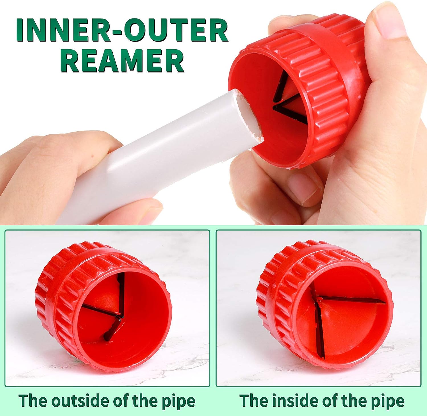 4 Pieces 4 in 1 Copper Tubing Brush 1/2 in and 3/4 in Copper Pipe Cleaner and Reamer Set Inner-outer Reamer Pipe and Tube Deburring Tubing Chamfer Tool for PVC PPR Brass Aluminum Pipes