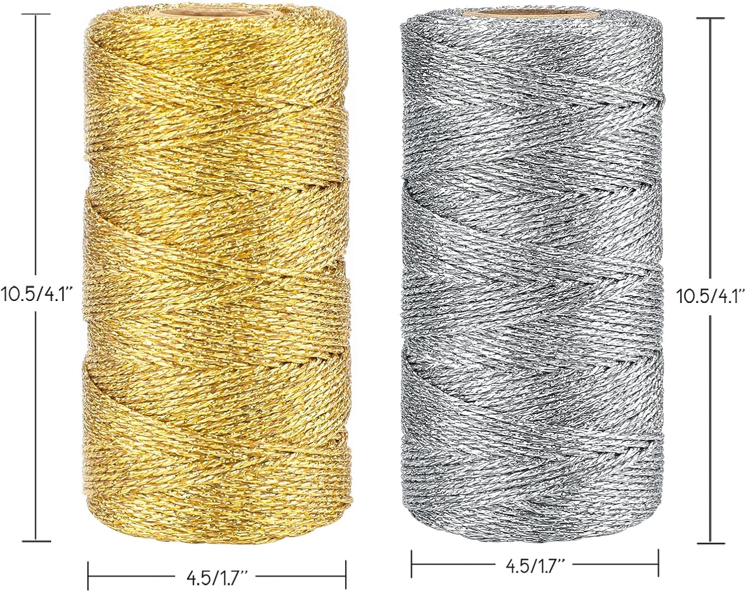 Gold Silver Twine String - 656Ft 1.5MM Christmas Twine String Metallic Gold and Silver Glitter Bakers Twines Strings for Crafts Ornament Gift Wrapping Christmas Holiday Home Decoration