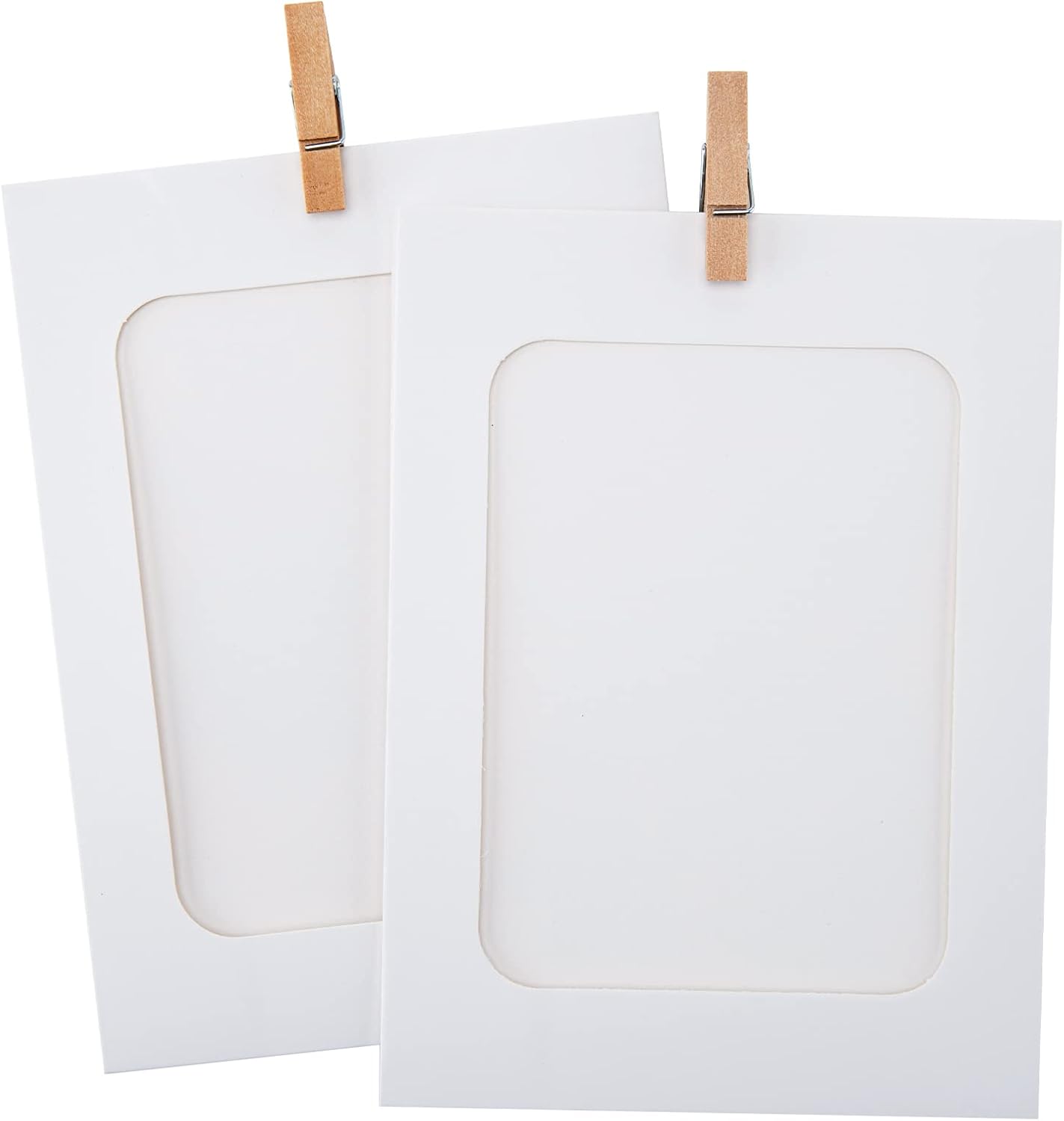 20Pcs Paper Photo Frames, 4x6Inch White Picture Display Holders, Cardborad Picture Frames with String and Clips, DIY Graduation Photo Hanging Banner for Home, Classroom, Offices