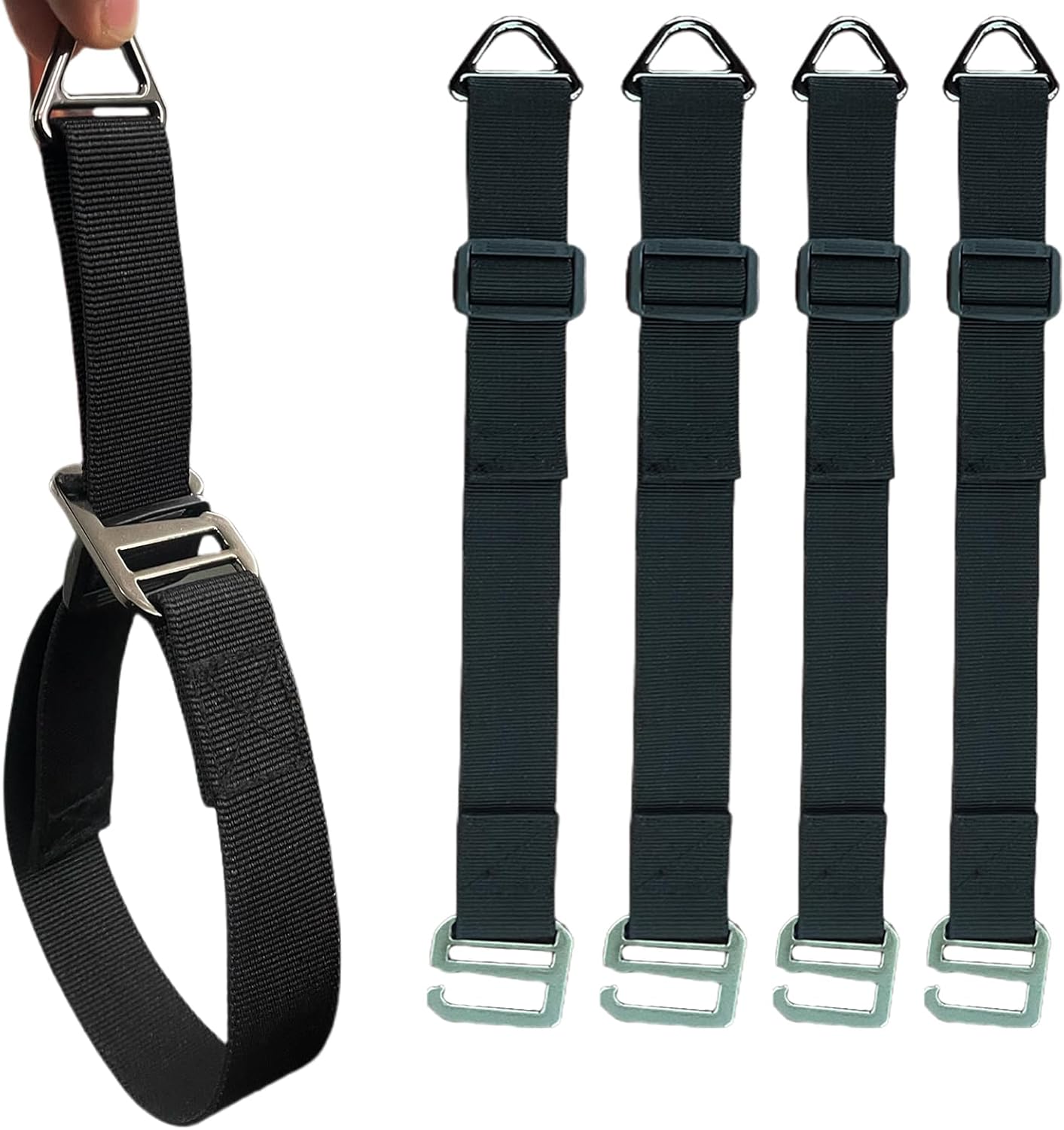 One Hand Operation-1s Tighten by Gravity-Adjustable Extension Cord Organizer Holder Heavy Duty Storage Straps with Triangle Buckle Extension Cord Wall Organizers for Garage and Shed Storage (4Pcs)
