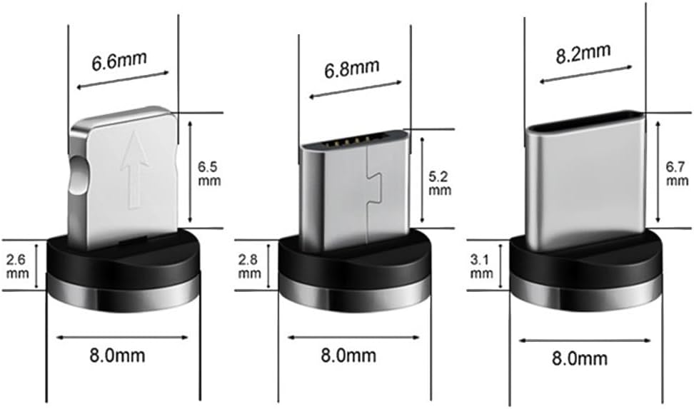 Magnetic Charging Tips Micro-USB 15pcs,1Pin 360° Rotate Connector Adapter for Micro USB Ports Series,Just Plugs to Charging/Water-dustproof/antioxidant Without Cord&Non-Data