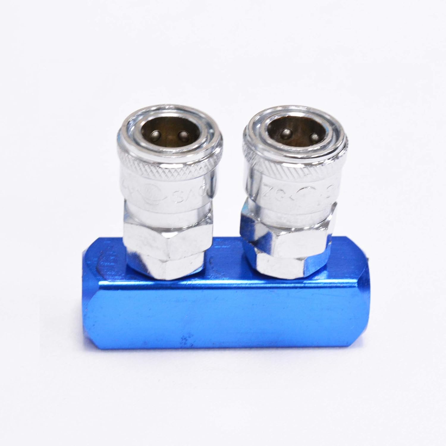 1/2" 2 Ways 5 Ports Air Hose Inline Manifold Block Splitter, Pneumatic Air Compressor Manifold Fitting - Pack of 1