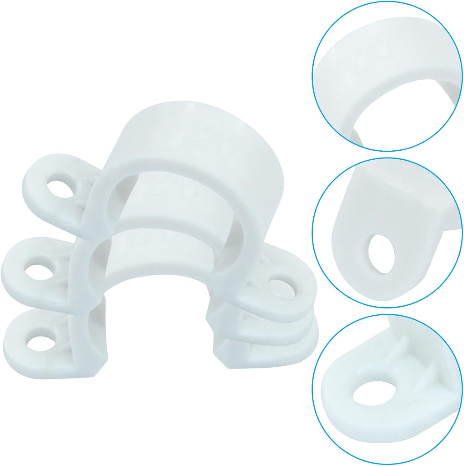 100Pcs 1/2 Inch PVC Pipe Clamps, 2 Hole Pipe Strap Plastic Conduit Clamp Conduit Clips for PVC Pipes Conduit Cables Hose, White