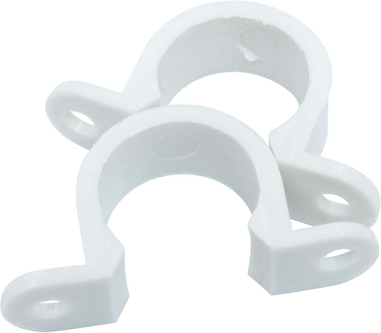 100Pcs 1/2 Inch PVC Pipe Clamps, 2 Hole Pipe Strap Plastic Conduit Clamp Conduit Clips for PVC Pipes Conduit Cables Hose, White