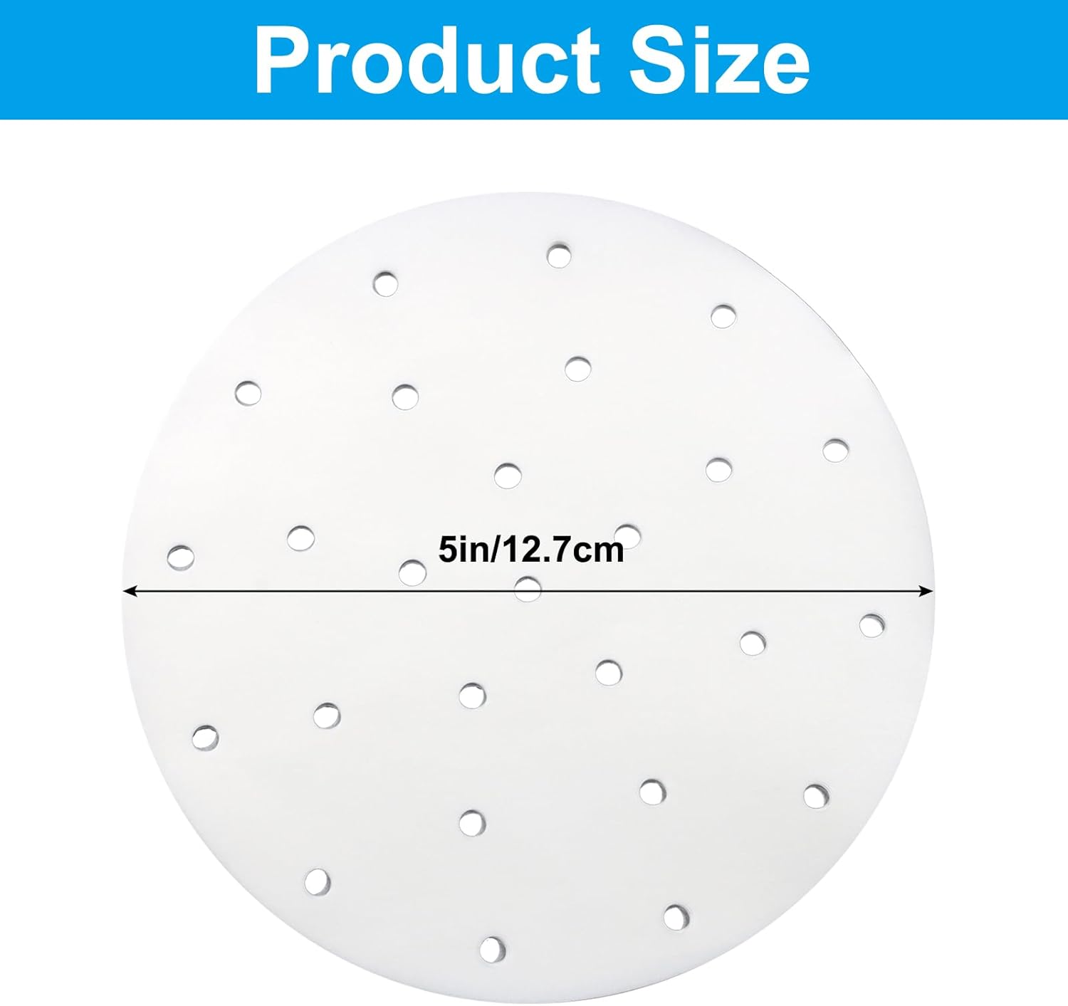 200 Pack Round Air Fryer Parchment Paper, 5 Inch Disposable Dumpling Steam Paper Perforated Bamboo Steamer Liners, Air Fryer Liner for Airfryer, Steaming Basket and Mores