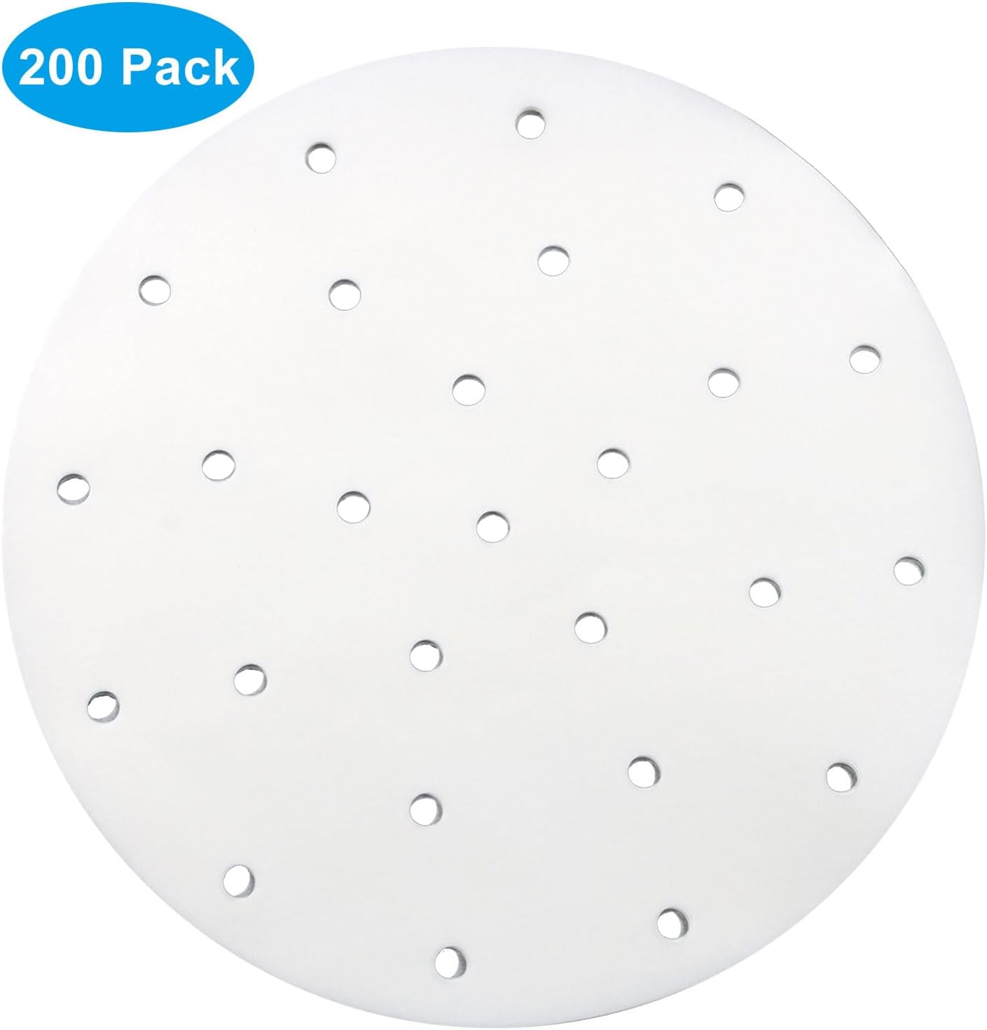 200 Pack Round Air Fryer Parchment Paper, 5 Inch Disposable Dumpling Steam Paper Perforated Bamboo Steamer Liners, Air Fryer Liner for Airfryer, Steaming Basket and Mores