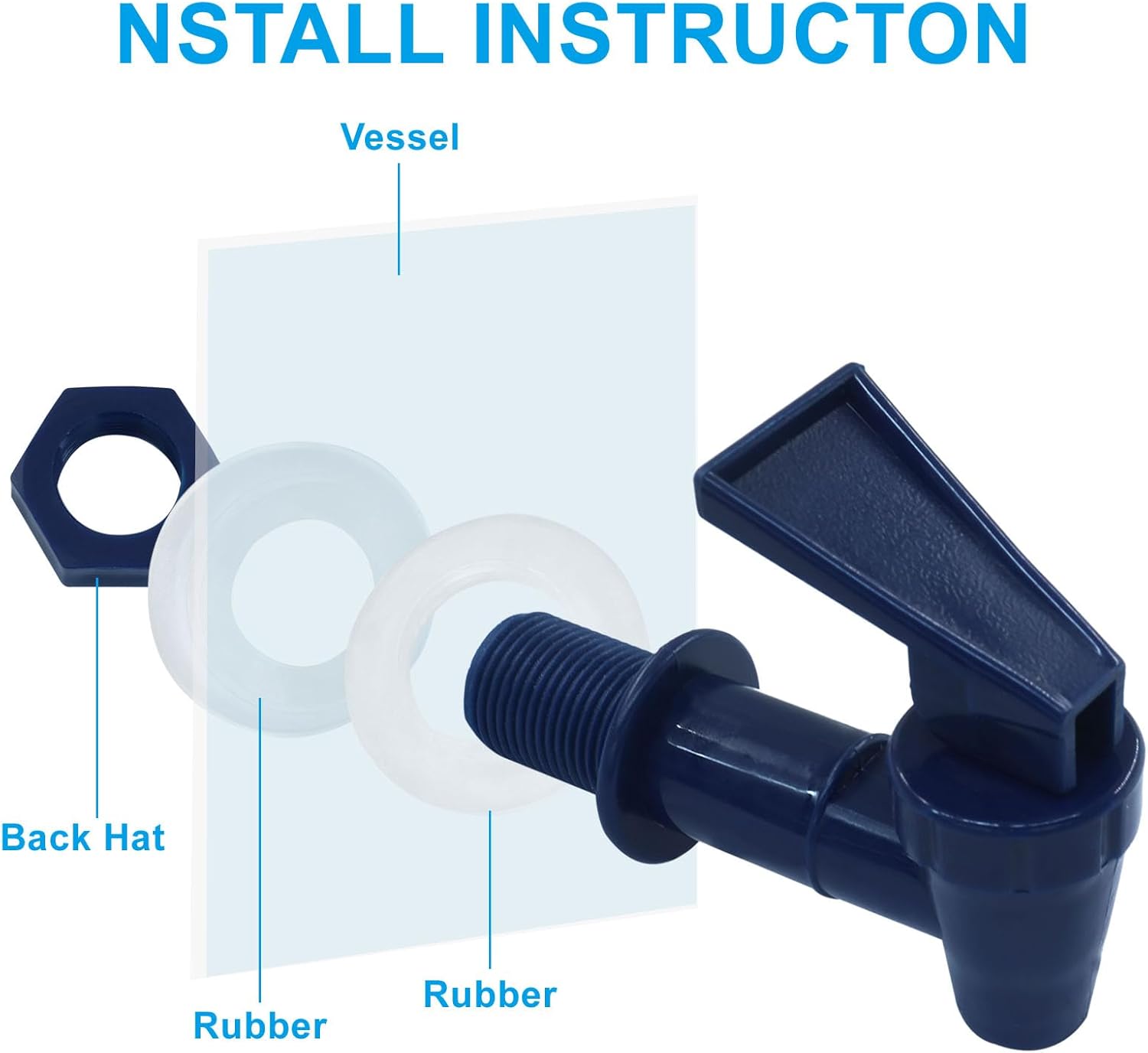 4 Pcs Replacement Cooler Faucet, BPA Free Water Dispenser Tap Reusable Spigot Spout, Beverage Lever Pour Dispenser Valve for Water Jug/Ceramic Crock(Dark Blue)