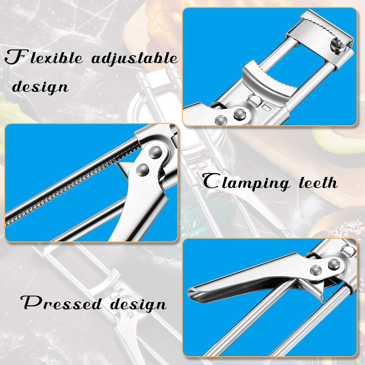 2 Pieces Master Opener Adjustable Jar and Bottle Adjustable Multifunction Stainless Steel Can Jar Lid Gripper Manual Opener Kitchen Accessories for Weak Hands Seniors