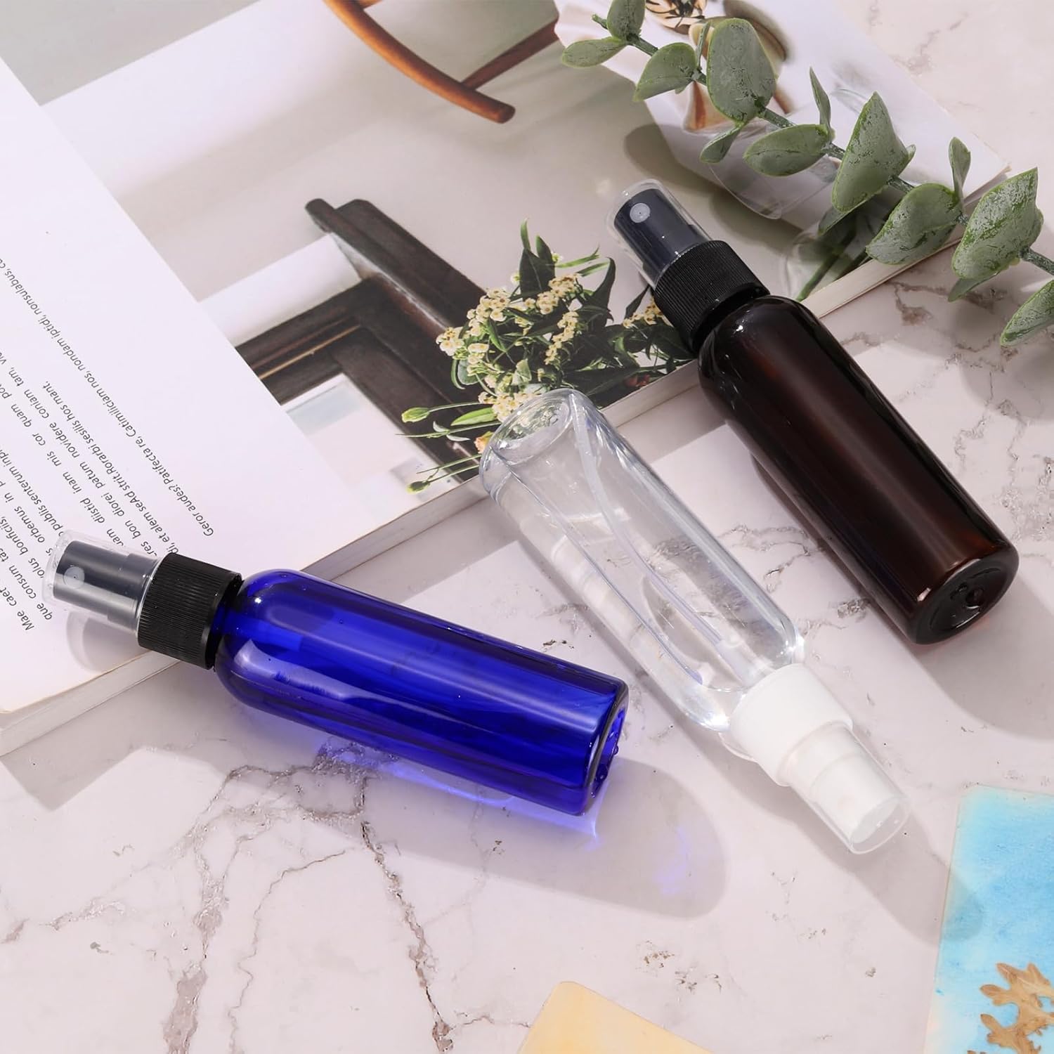 10Pack Spray Bottles, 2 Oz/60ML Reusable Clear Empty Mist Plastic Mini Travel Bottle Set,Small Refillable Liquid Containers for Household Use, Essential Oil, Cleaning (Green Black)