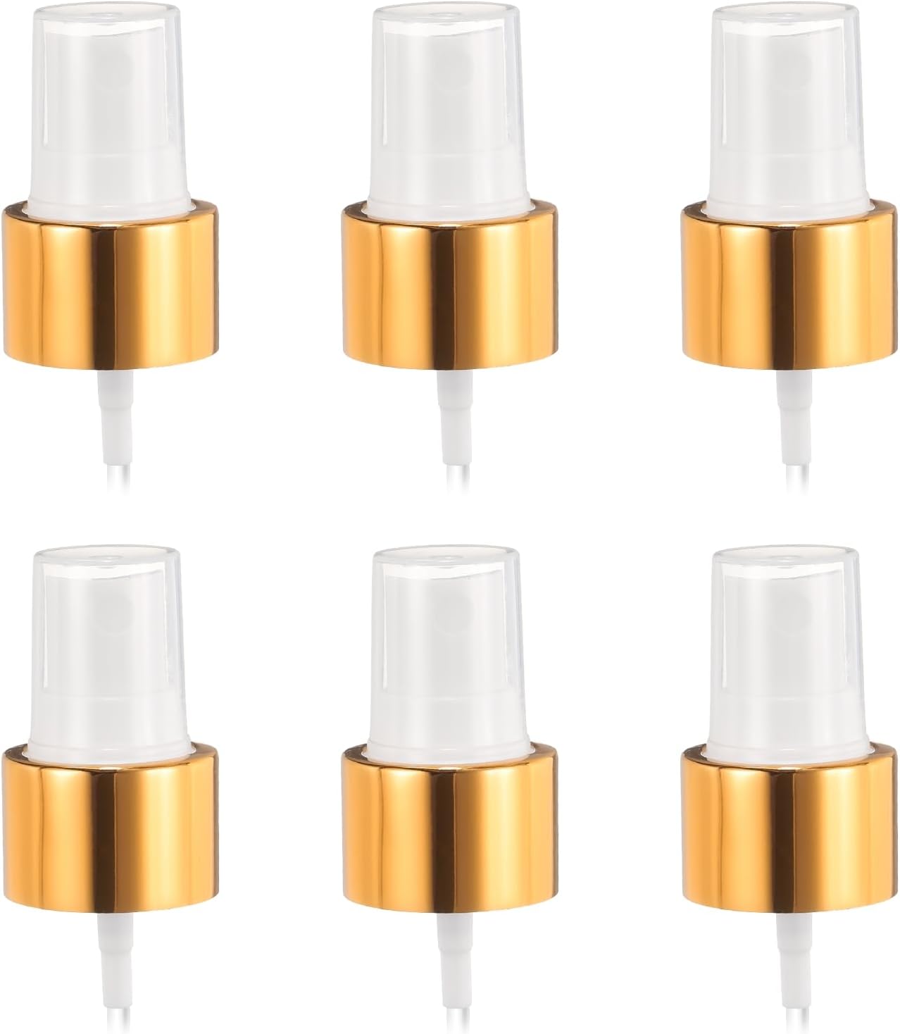 6 Pcs Gold White Spray Top, 24/410 Fine Mist Sprayer Reusable Replacement Spray Bottle Pump Plastic Top for Cosmetic Perfume and Body Sprays Bottle